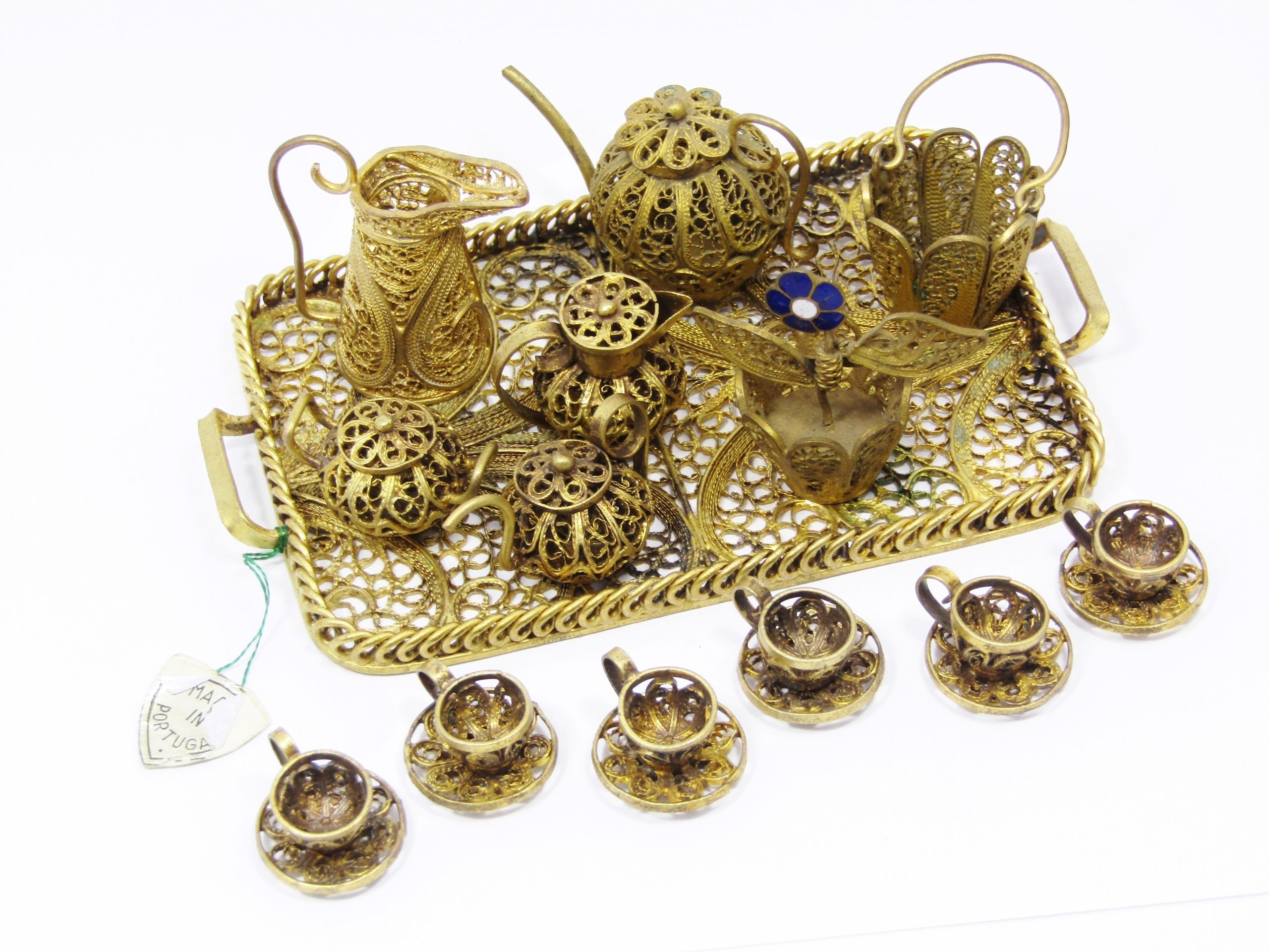 Beautiful Vintage Porto Miniature Filigree Set