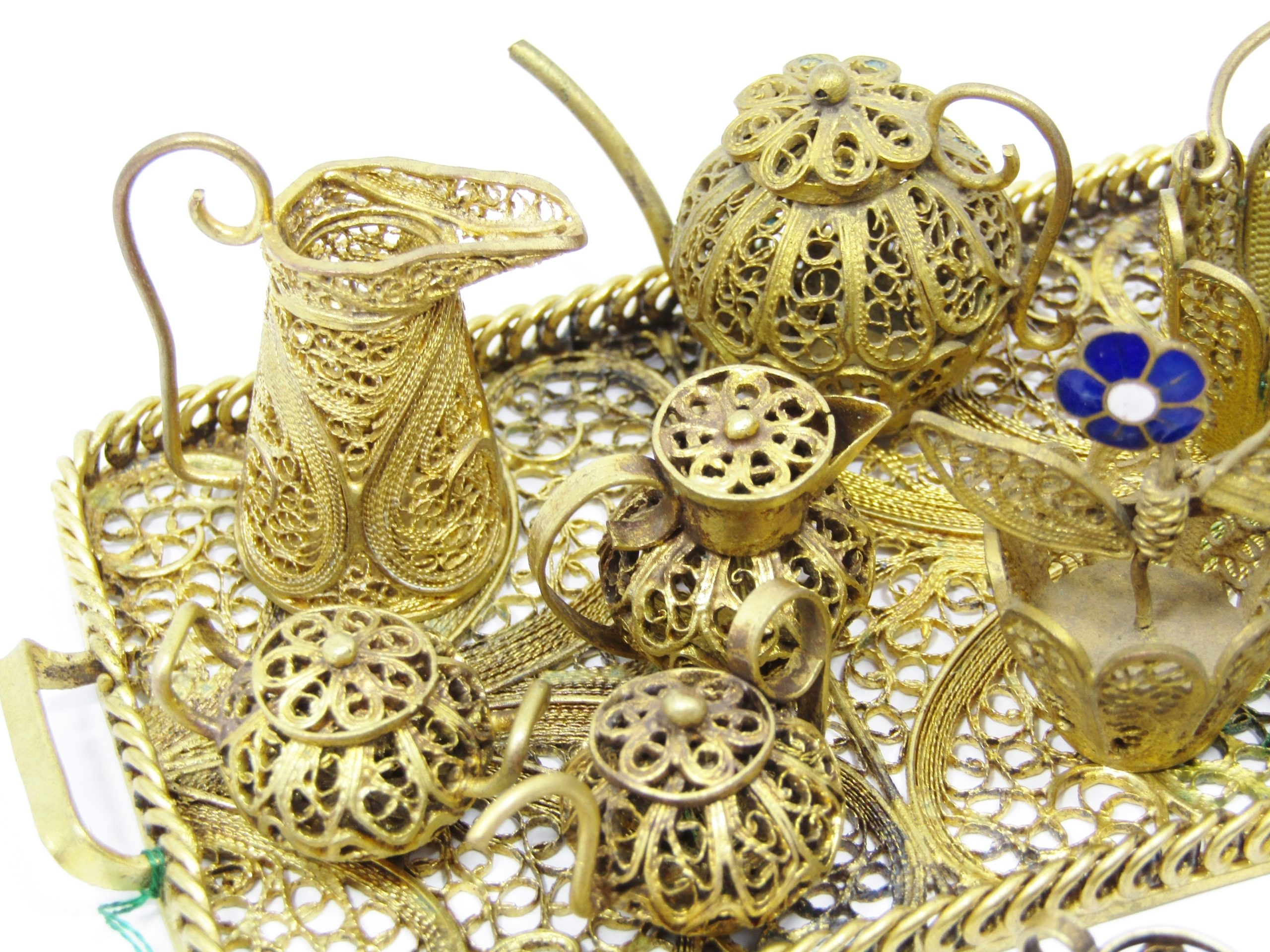 Beautiful Vintage Porto Miniature Filigree Set