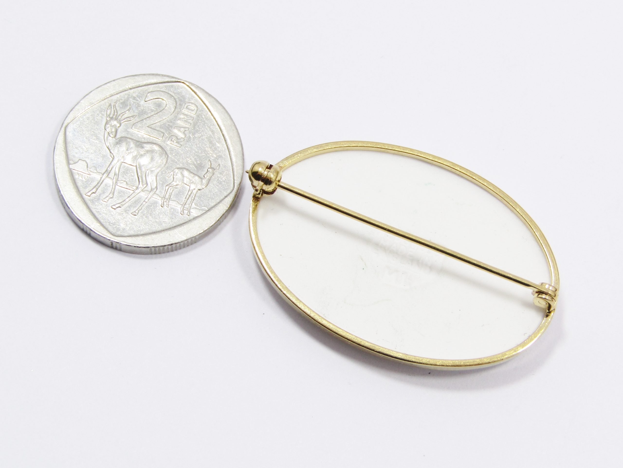 A Gorgeous Gold Tone Wedgwood Brooch in Box