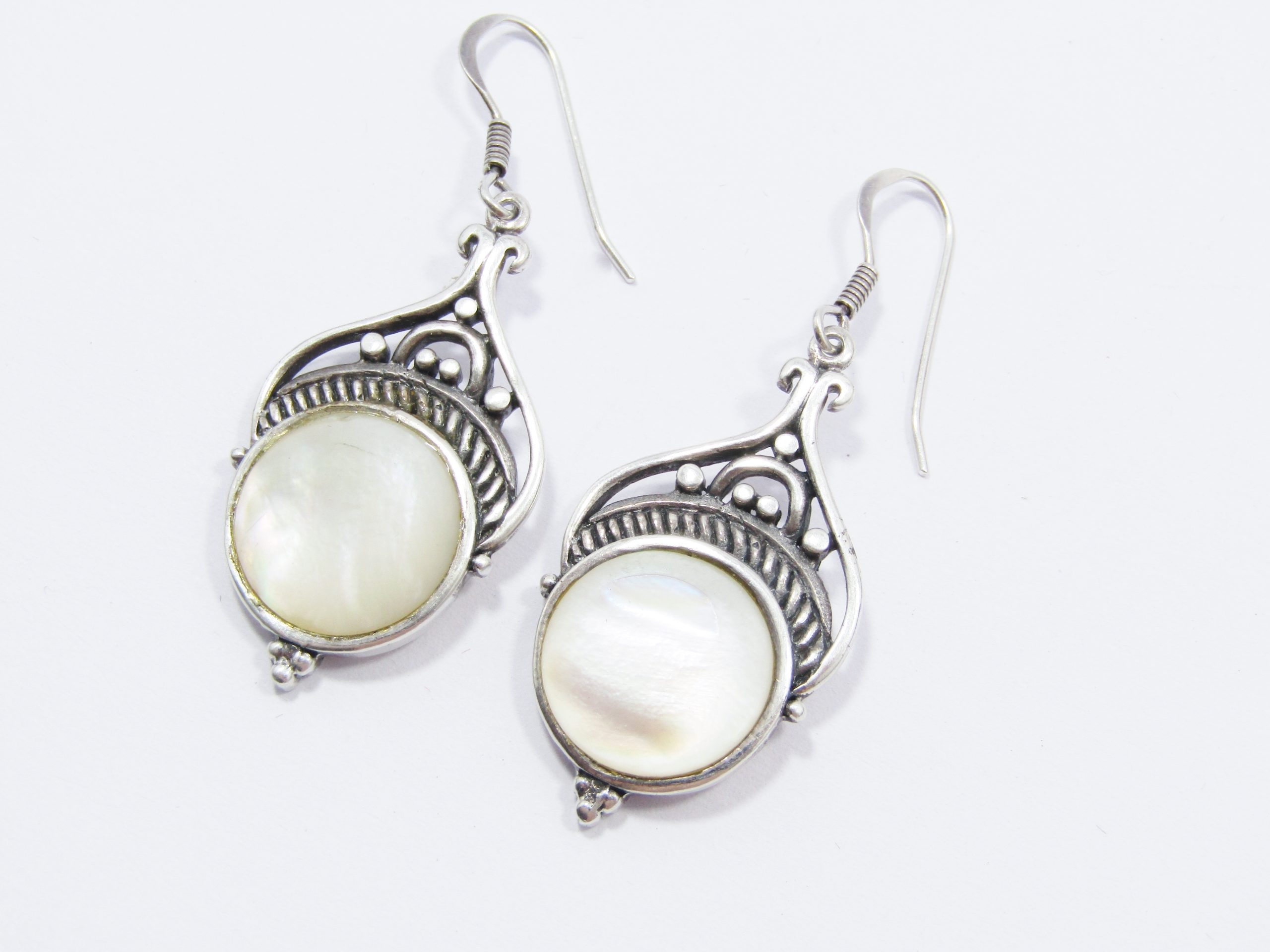 A Lovely Pair of Mother of Pearl Earrings in Sterling Silver
