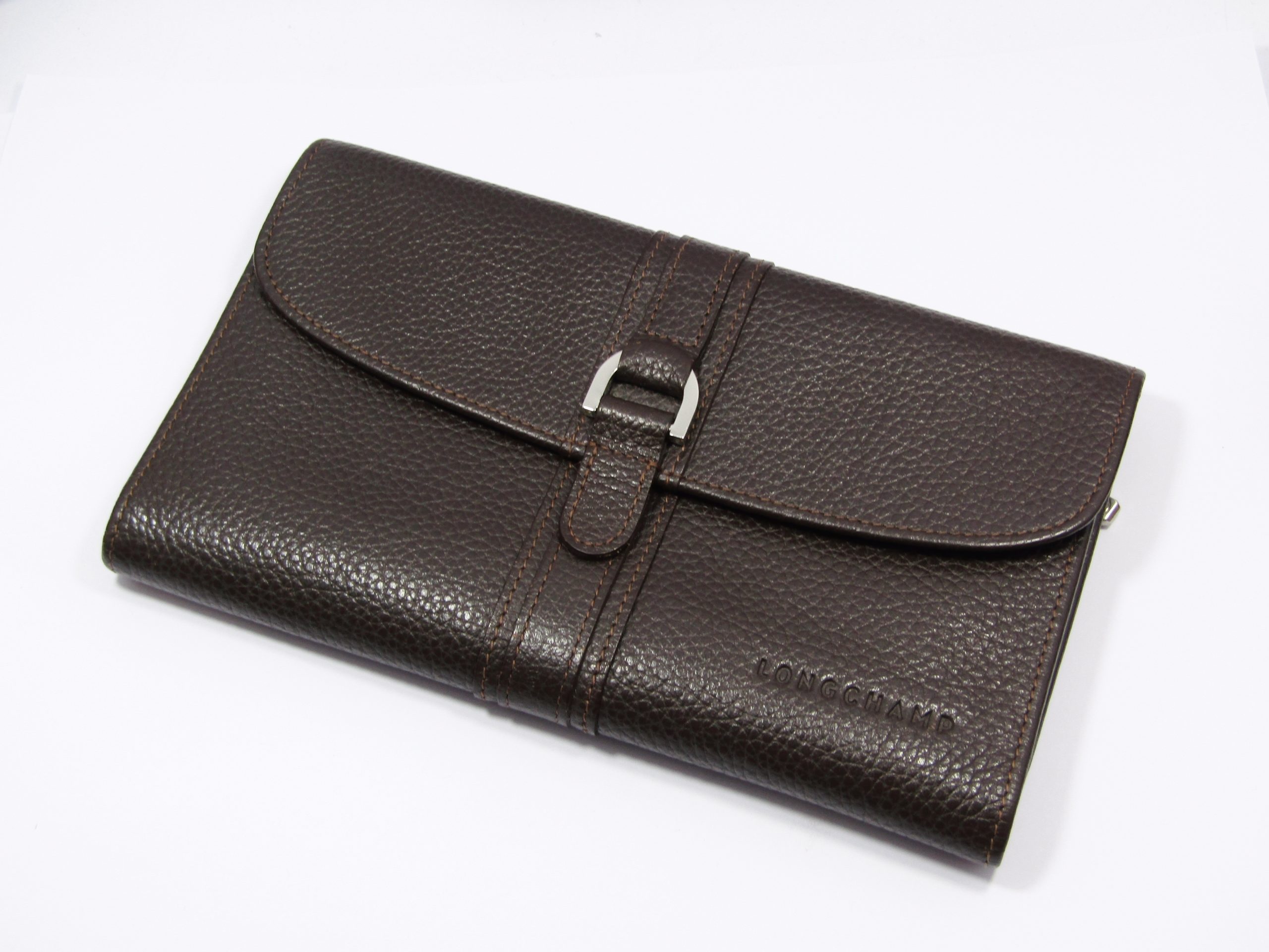 Beautiful Original Longchamp Long Purse in Dark Brown Leather