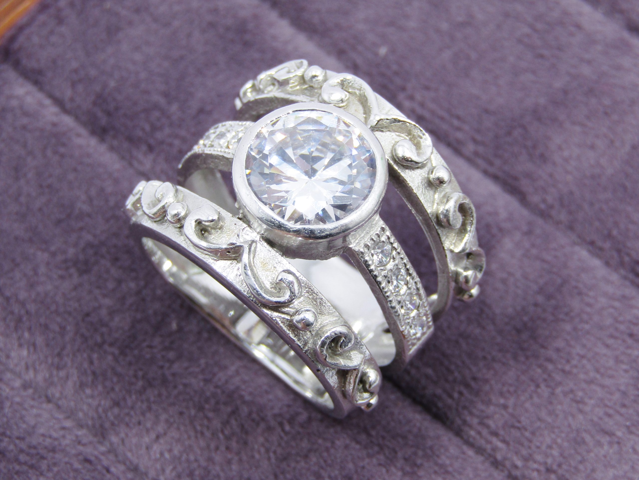 A Stunning Chunky Zirconia Ring in Sterling Silver