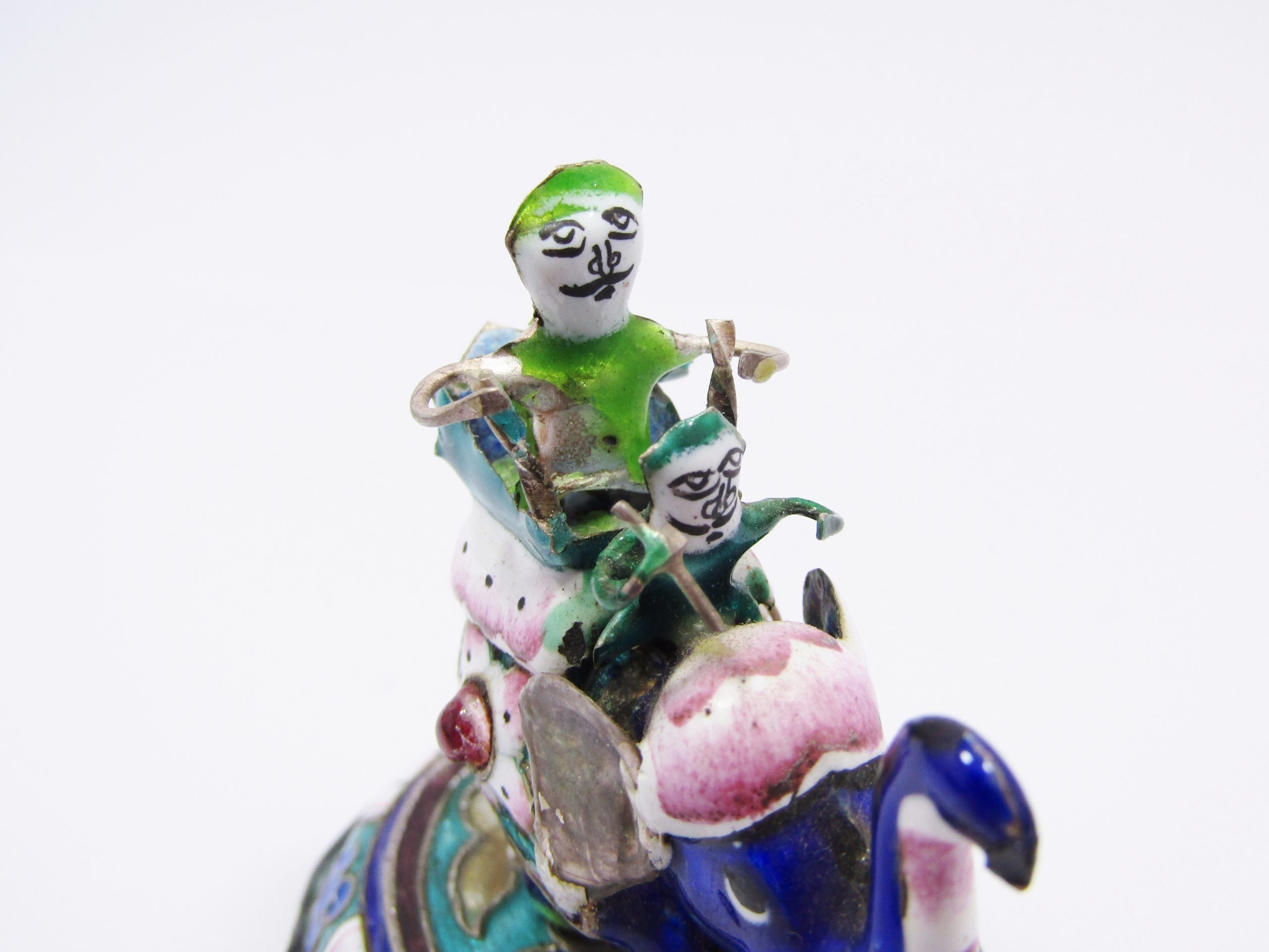 Vintage Eastern Enameled Silver Elephant Figurine