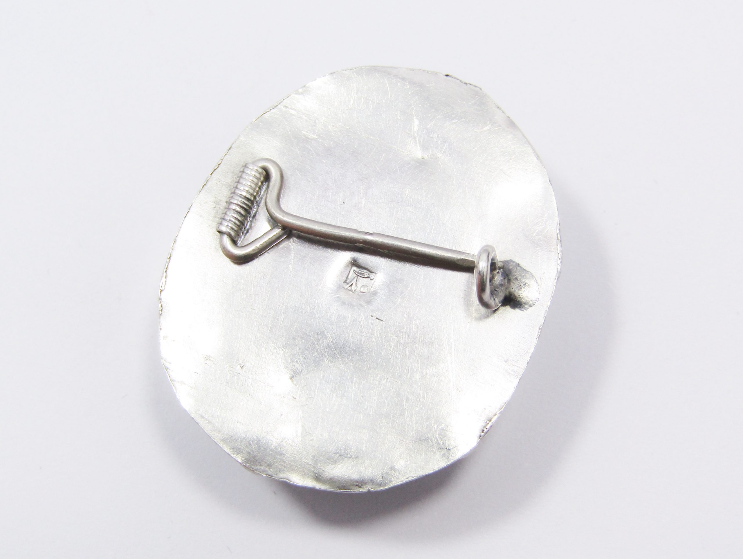 A Gorgeous Egyptian Antique Ceramic Scarab Brooch in Sterling Silver.