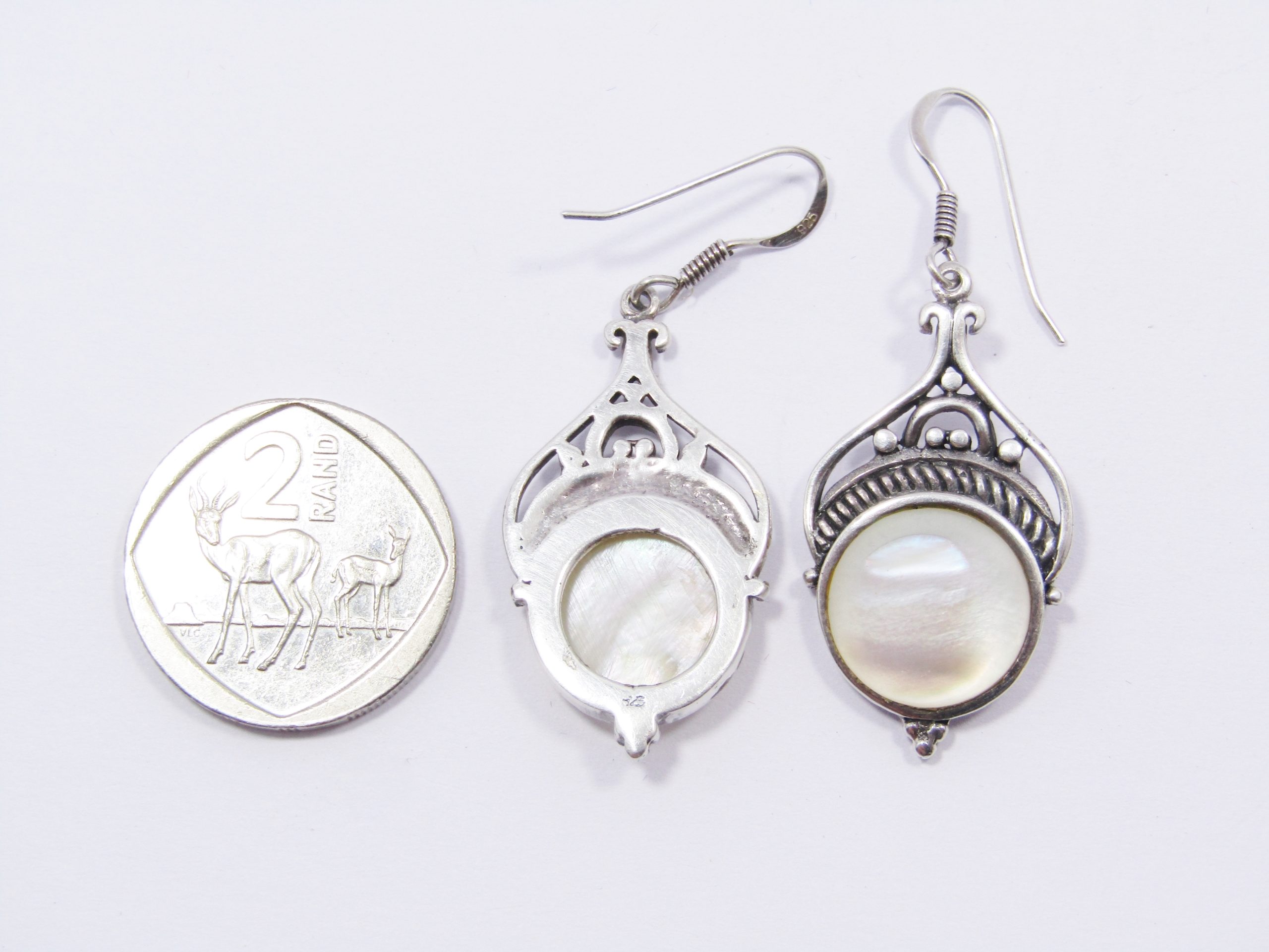 A Lovely Pair of Mother of Pearl Earrings in Sterling Silver
