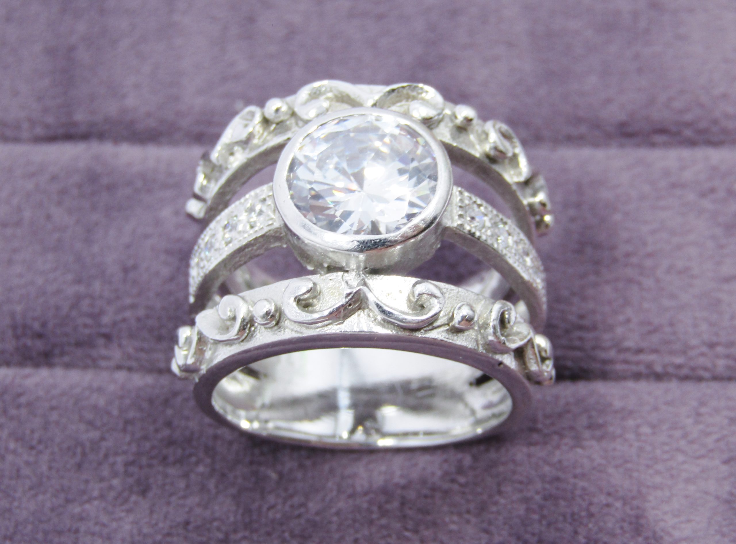 A Stunning Chunky Zirconia Ring in Sterling Silver