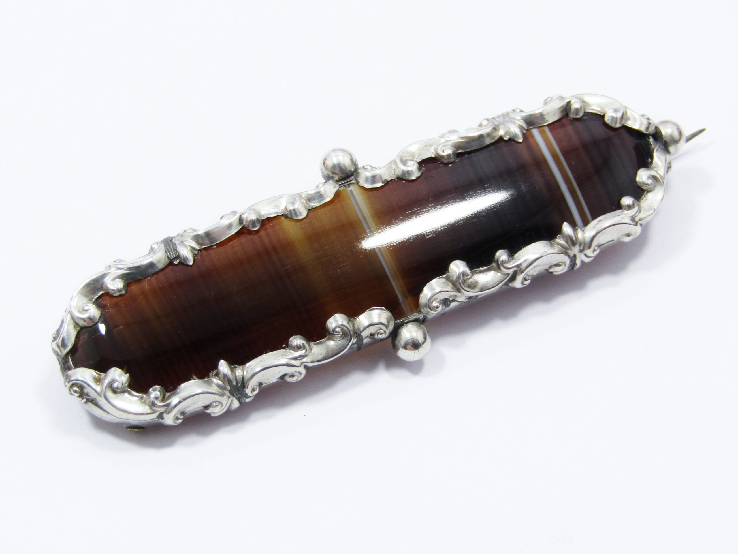 A Gorgeous Large Scottish Agate Post in Sterling Silver