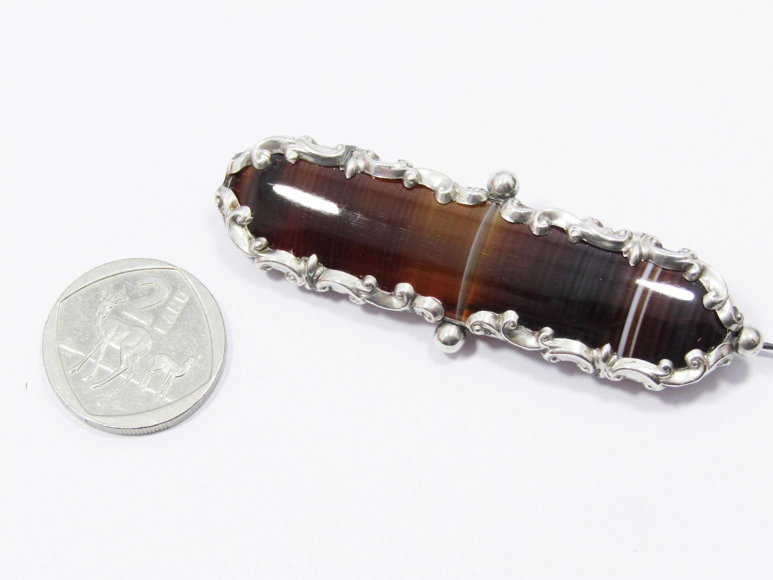 A Gorgeous Large Scottish Agate Post in Sterling Silver