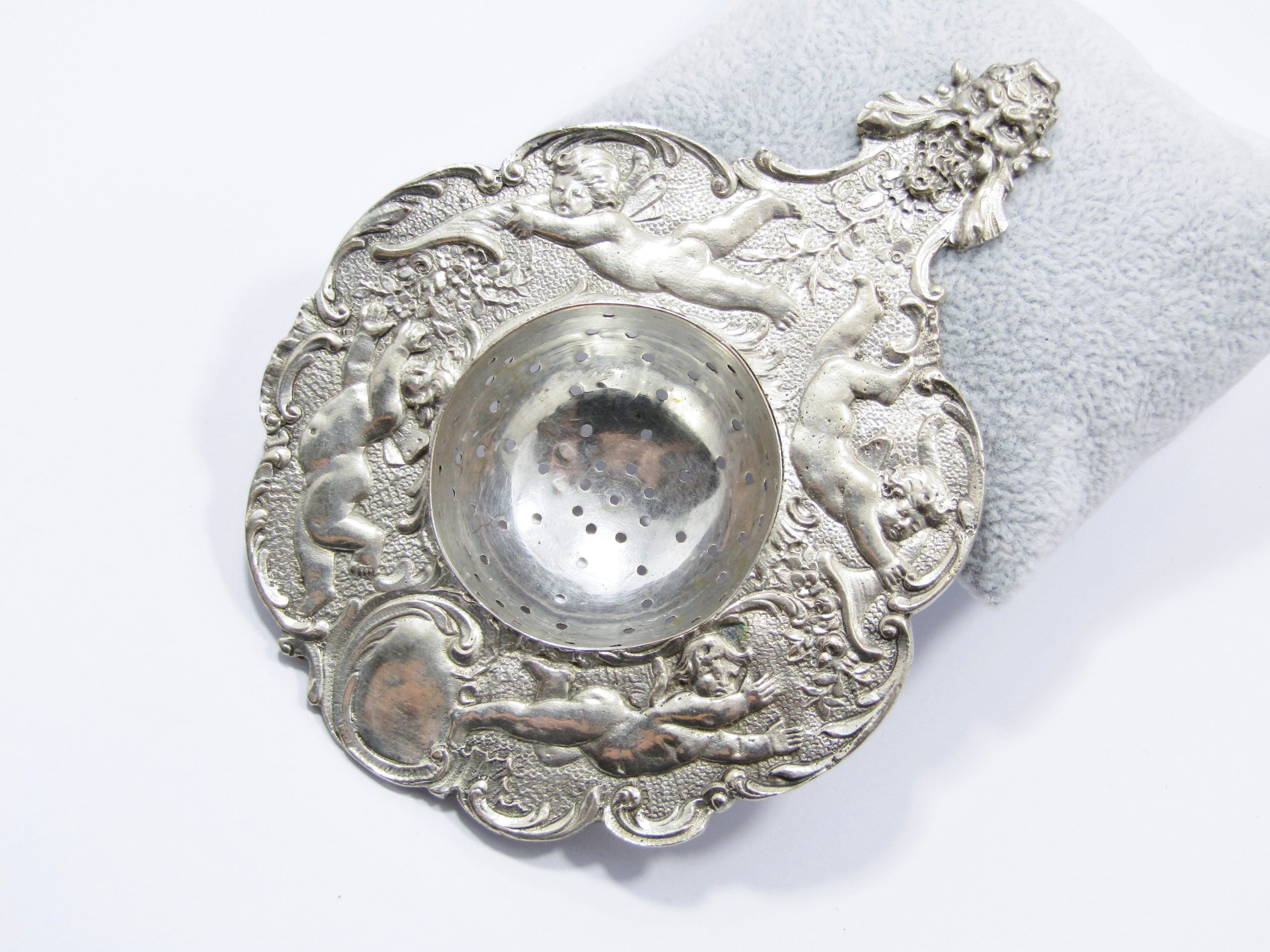 Antique Silver-Plated Art Nouveau Style Tea Strainer