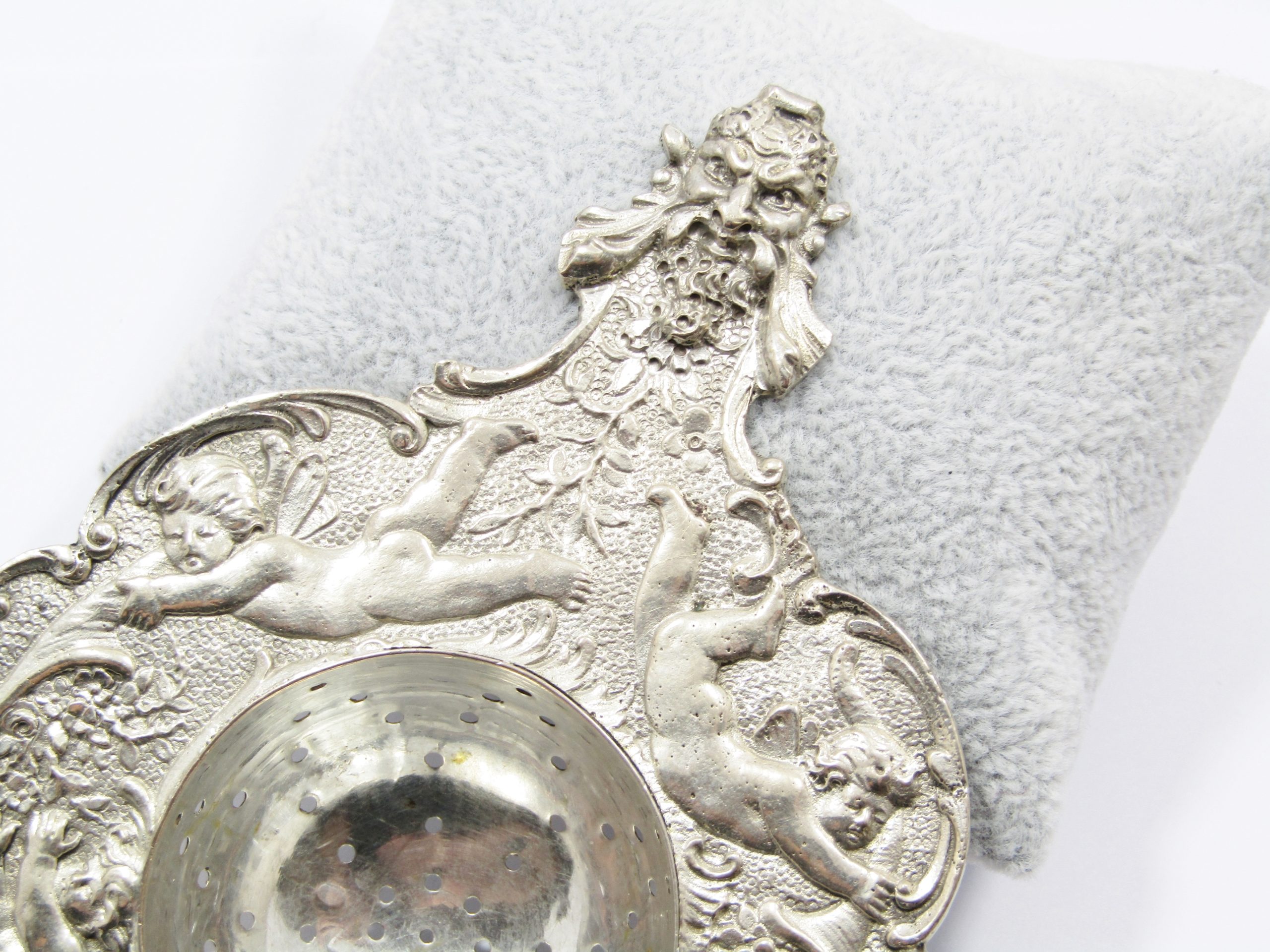 Antique Silver-Plated Art Nouveau Style Tea Strainer