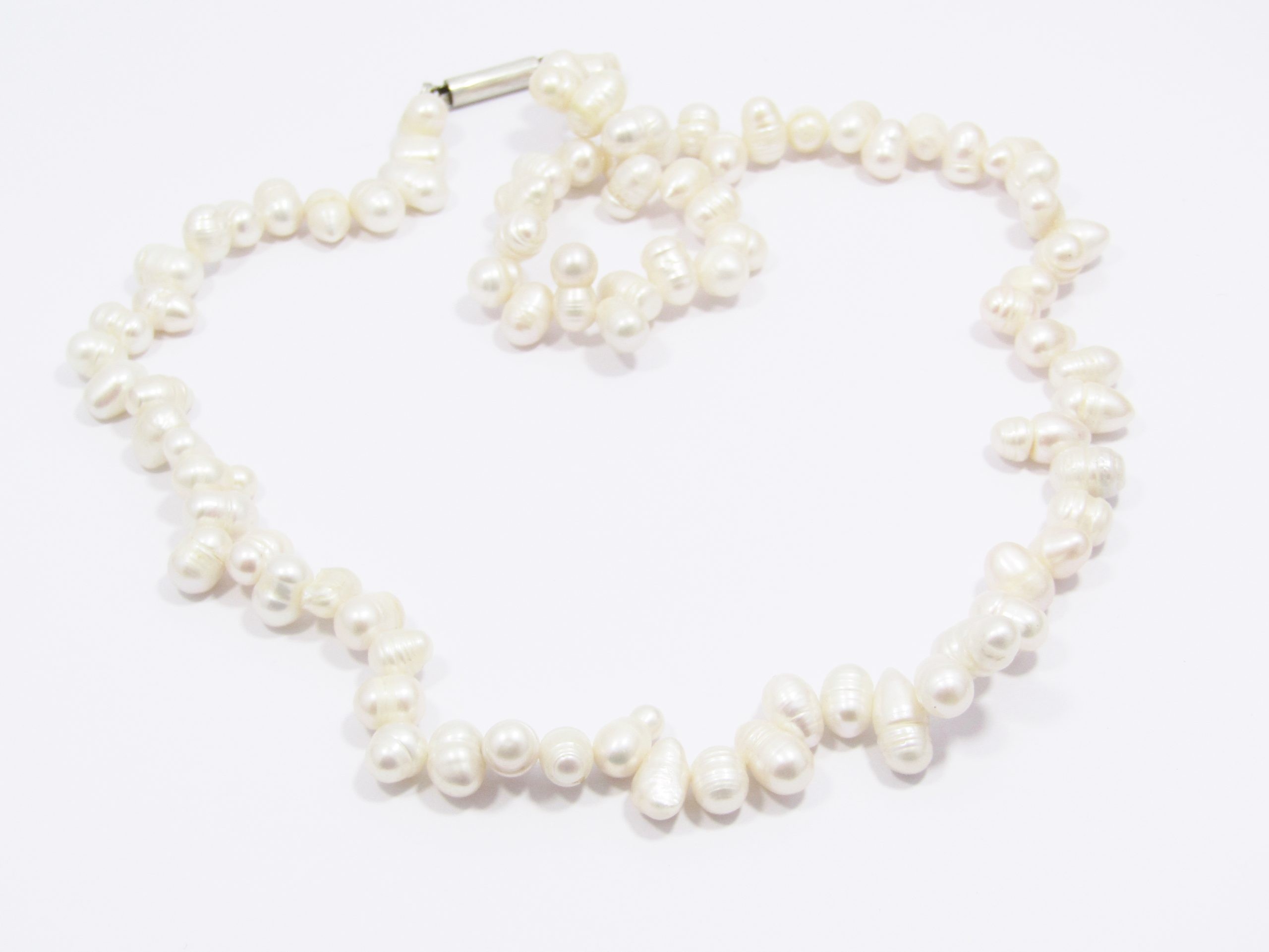 A Lovely String of Fresh Water Pearls With a Sterling Silver