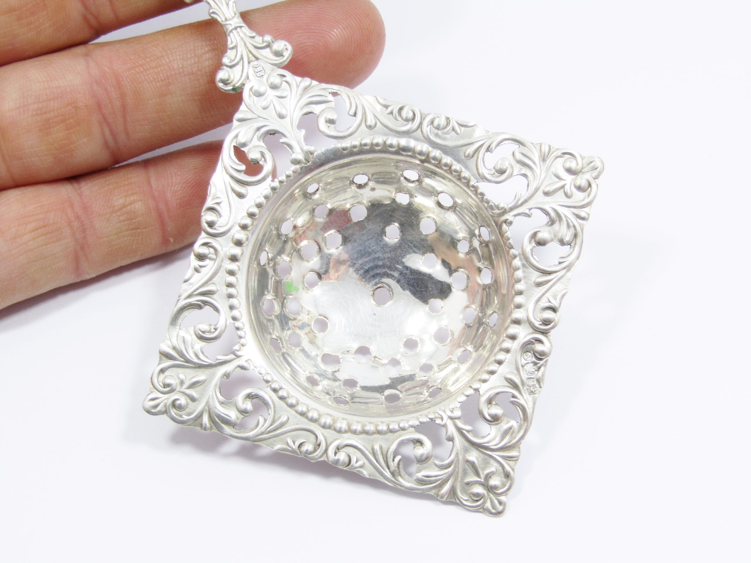 Beautiful! Vintage Dutch Hallmarked Silver Tea Strainer