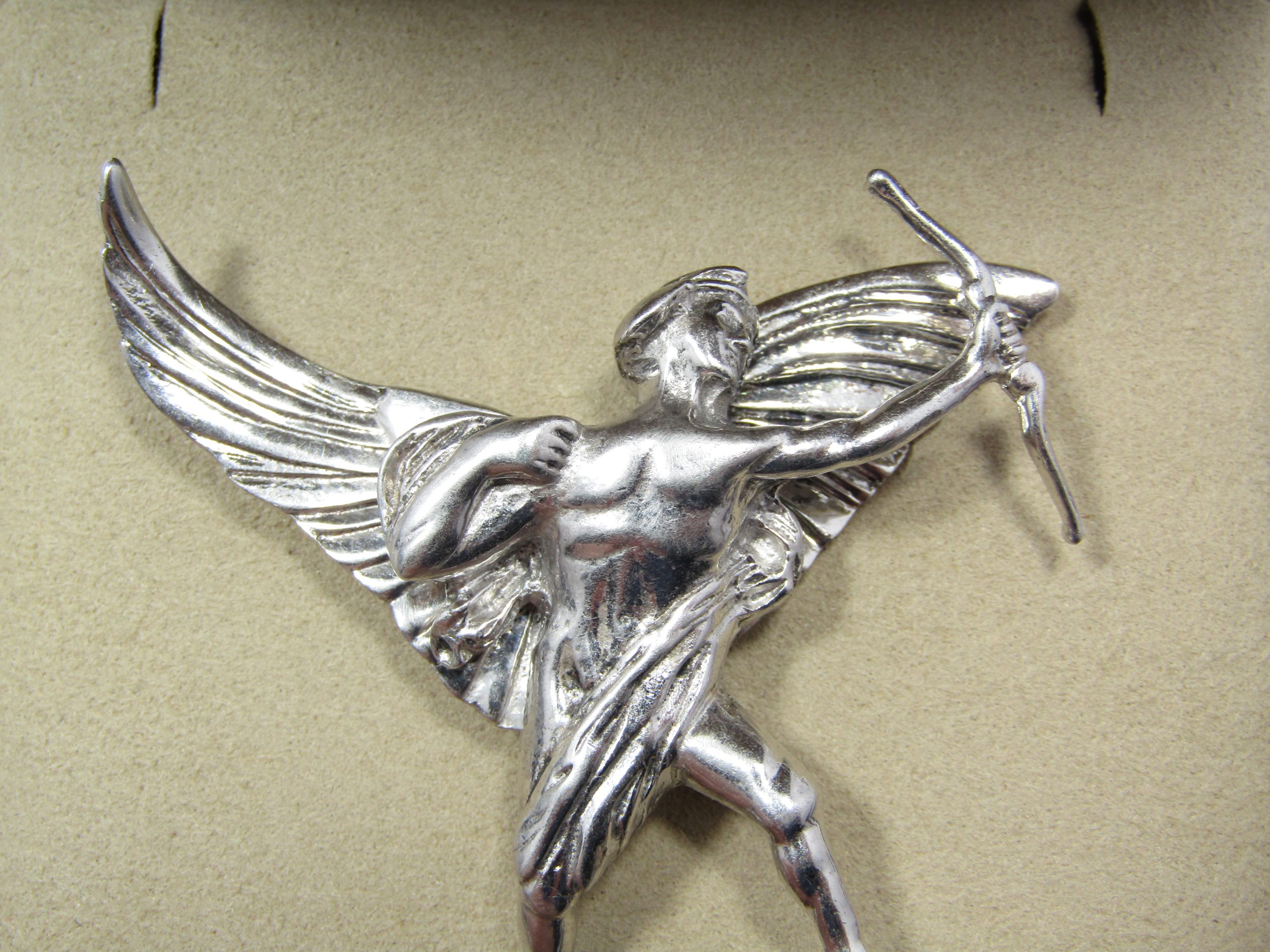 Beautiful! Vintage "Study of Eros" Solid Sterling Silver Brooch