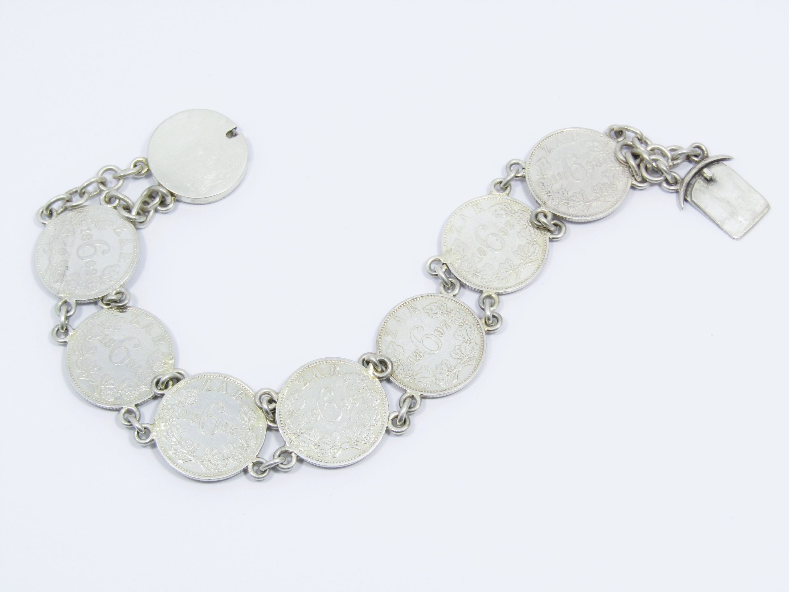 Stunning! Antique Boer War Sixpence Coin Bracelet