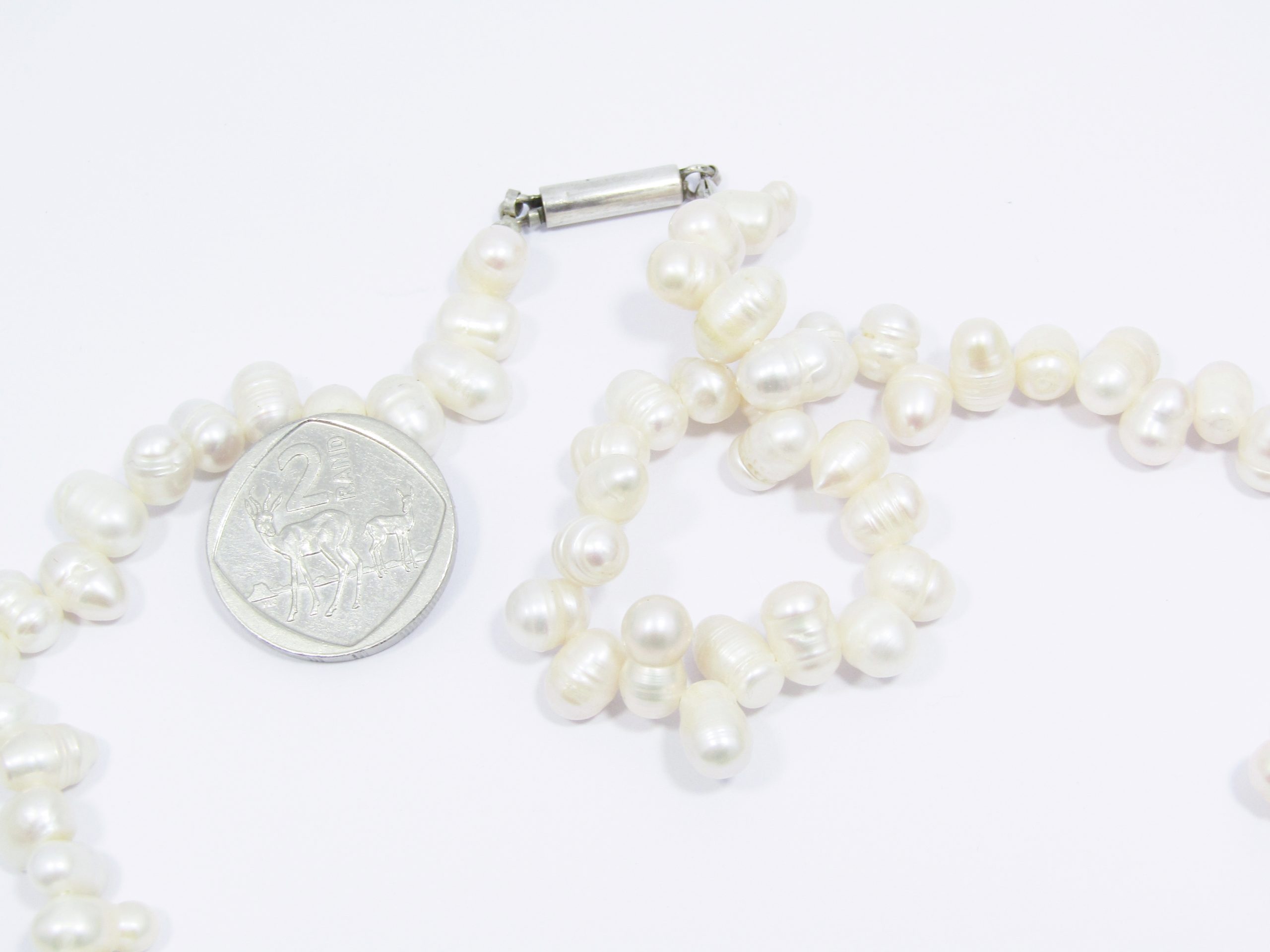 A Lovely String of Fresh Water Pearls With a Sterling Silver
