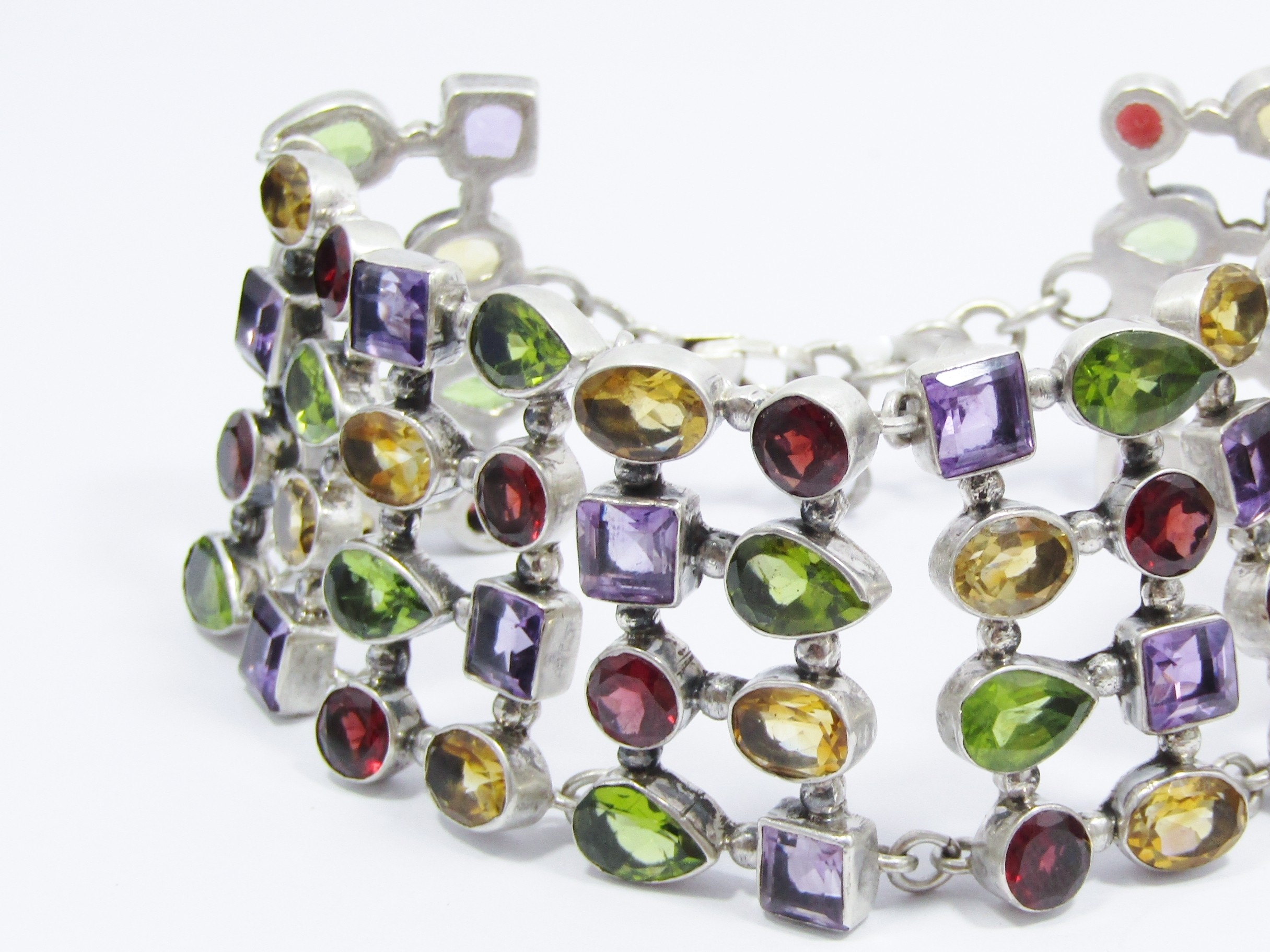 A Magnificent Broad Bangle Gemstone Bangle in Sterling Silver
