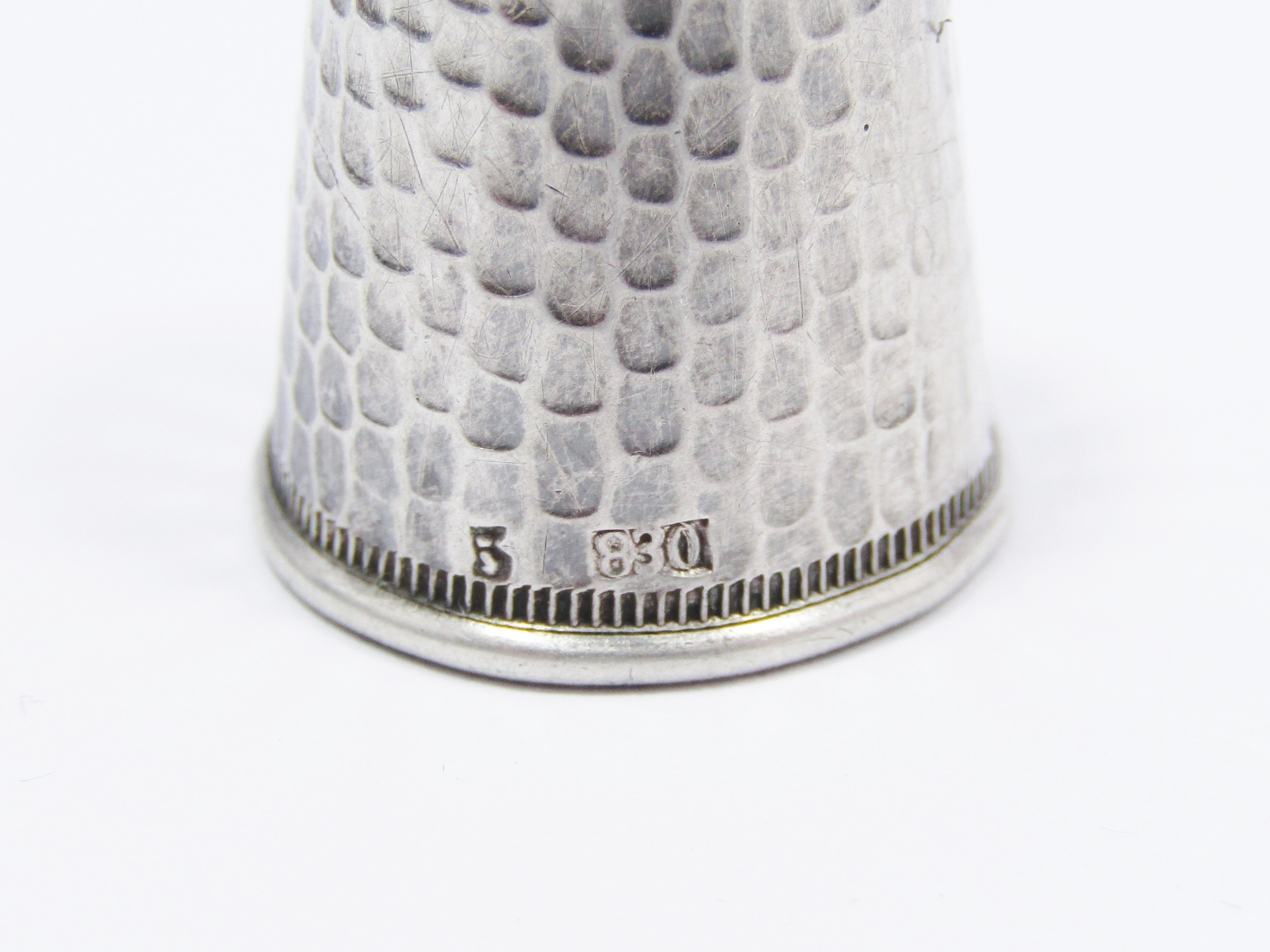 Antique European Silver & Glass Top Engraved Thimble