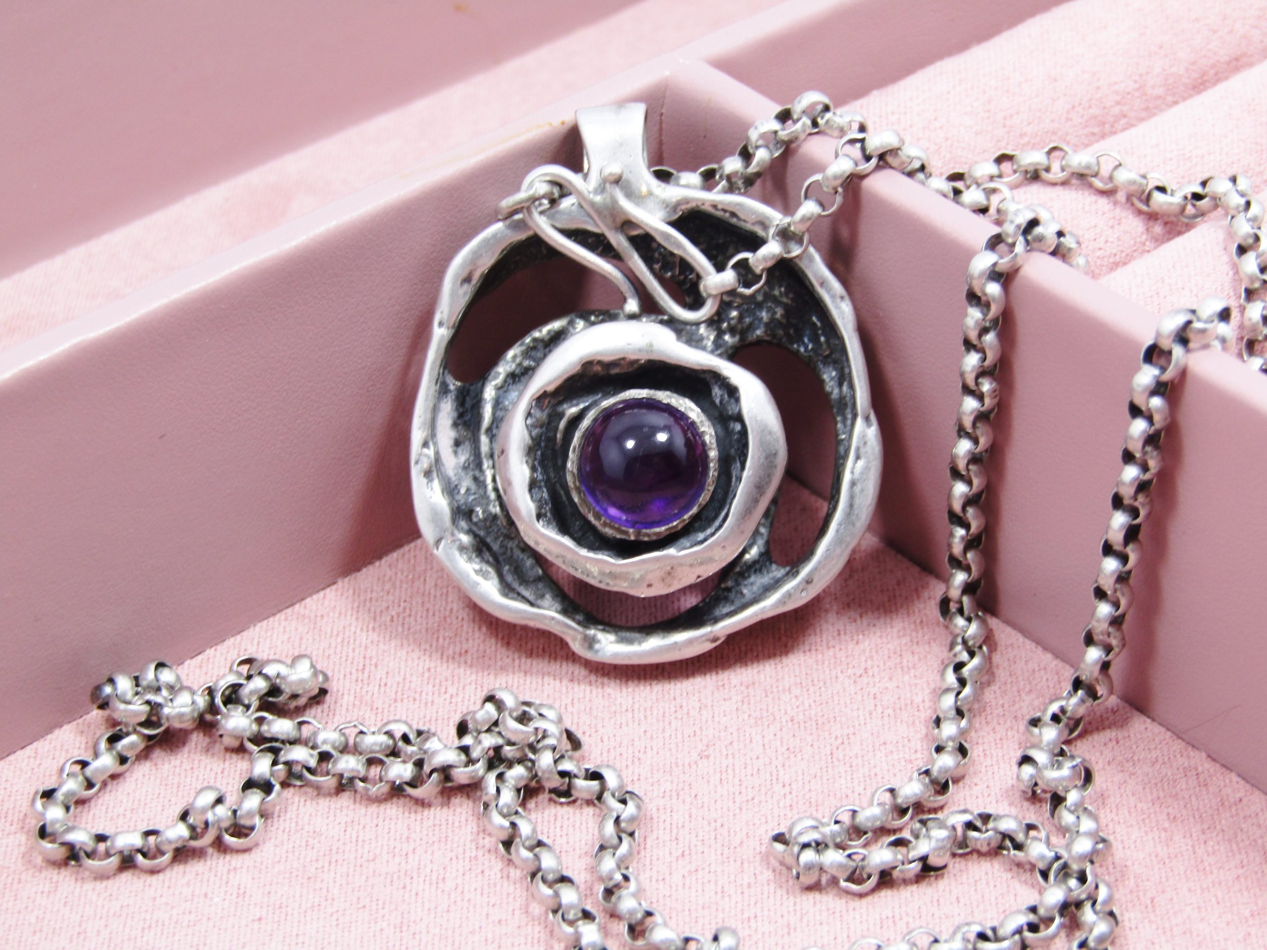 Vintage German c1960s Burkhard & Monika Oly Silver Necklace