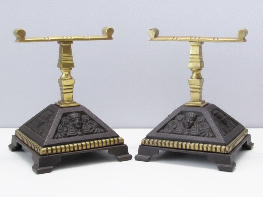 Stunning Pair of Antique Victorian Brass & Cast Iron Fire Dogs