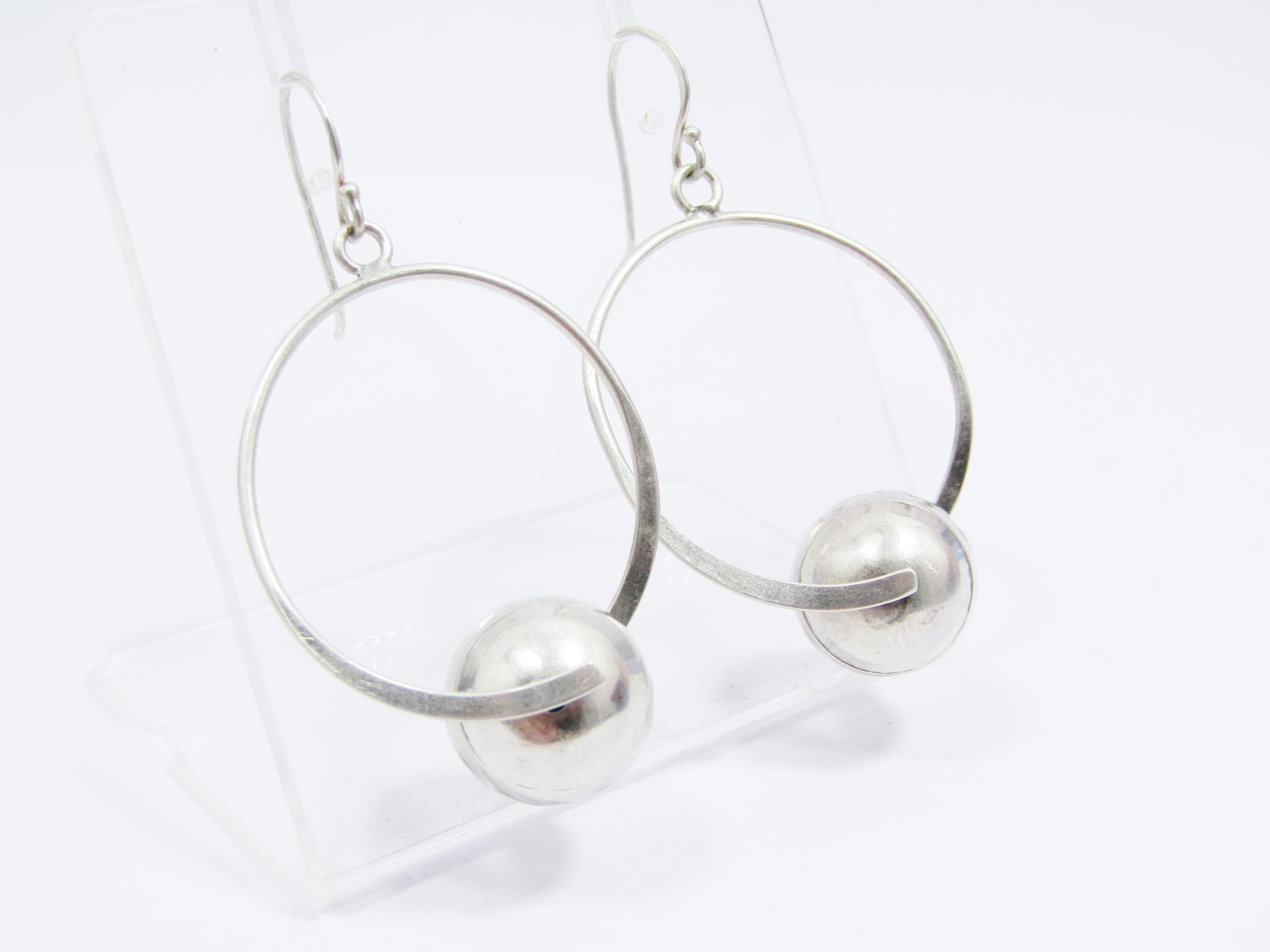A Stunning Textured Ball Hoop Earrings in Sterling Silver