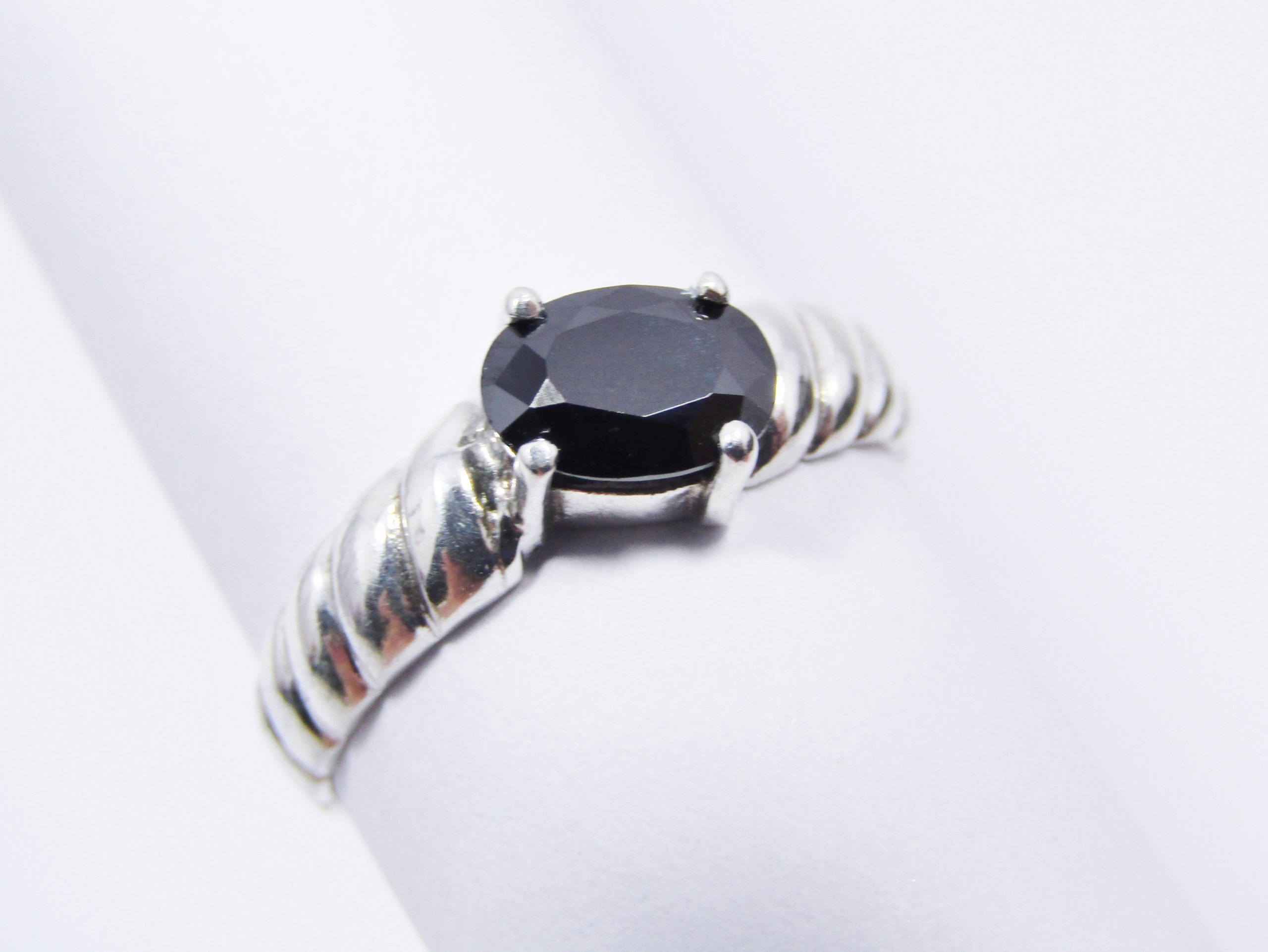 Lovely Sterling Silver & Black CZ Stack Ring