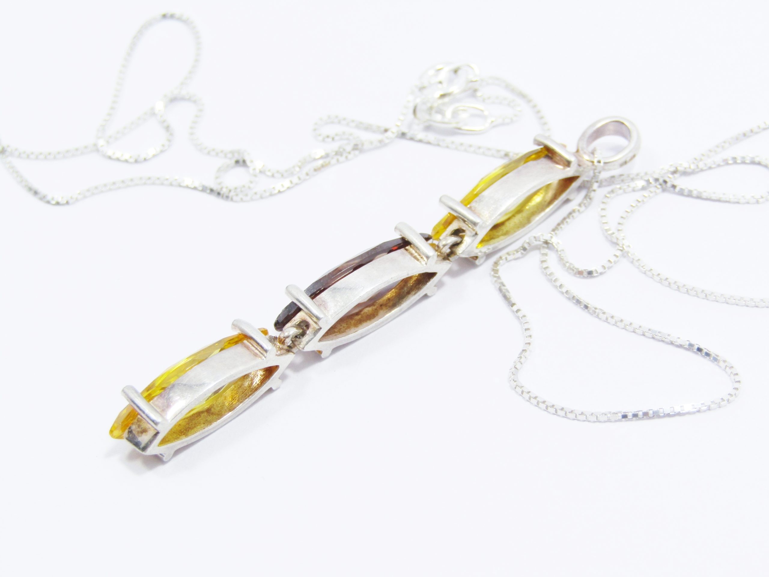 A Very Pretty Multi Color Zirconia Pendant on Chain in Sterling Silver