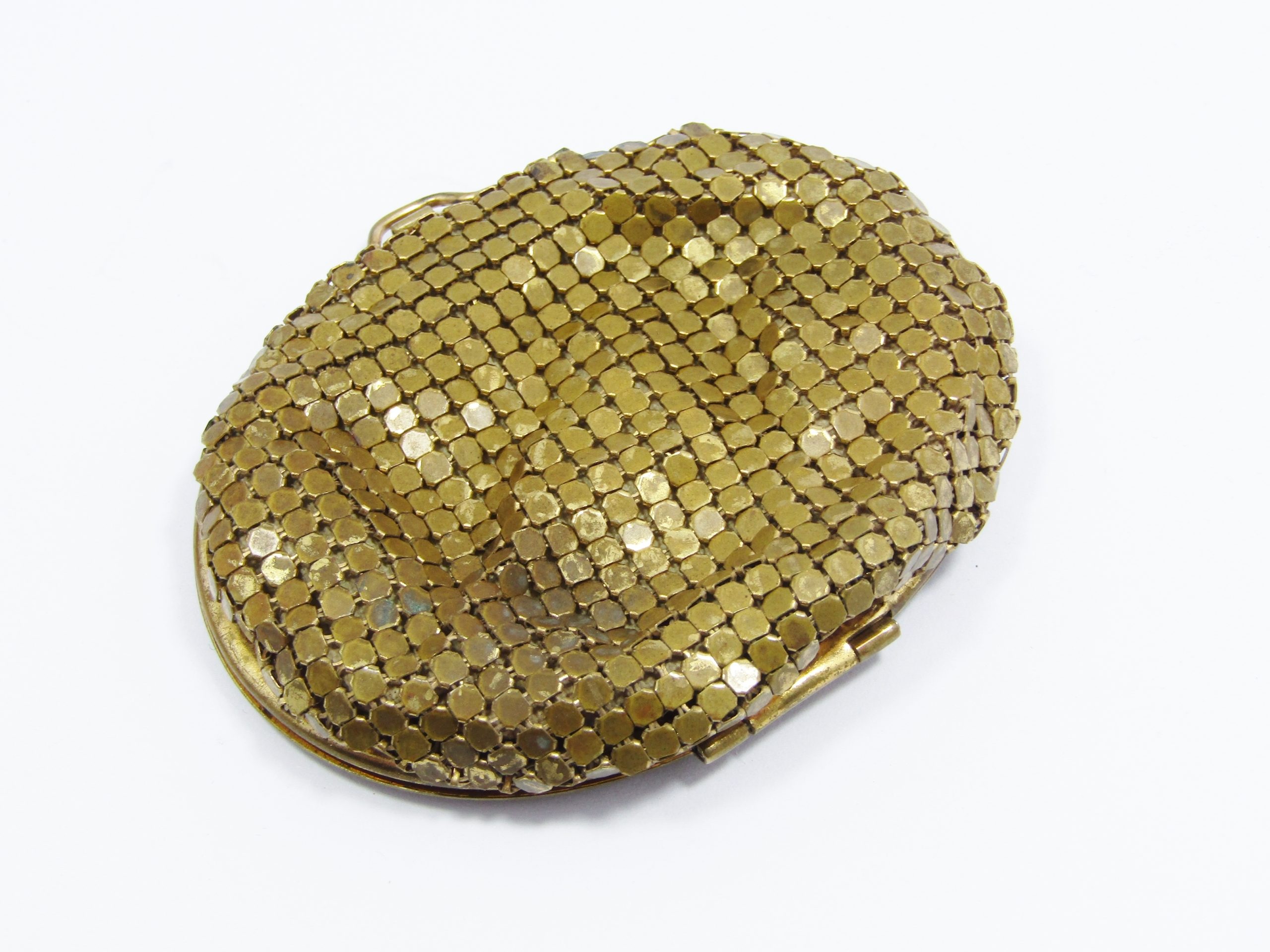 Beautiful Vintage Enameled & Brass Compact / Coin Purse