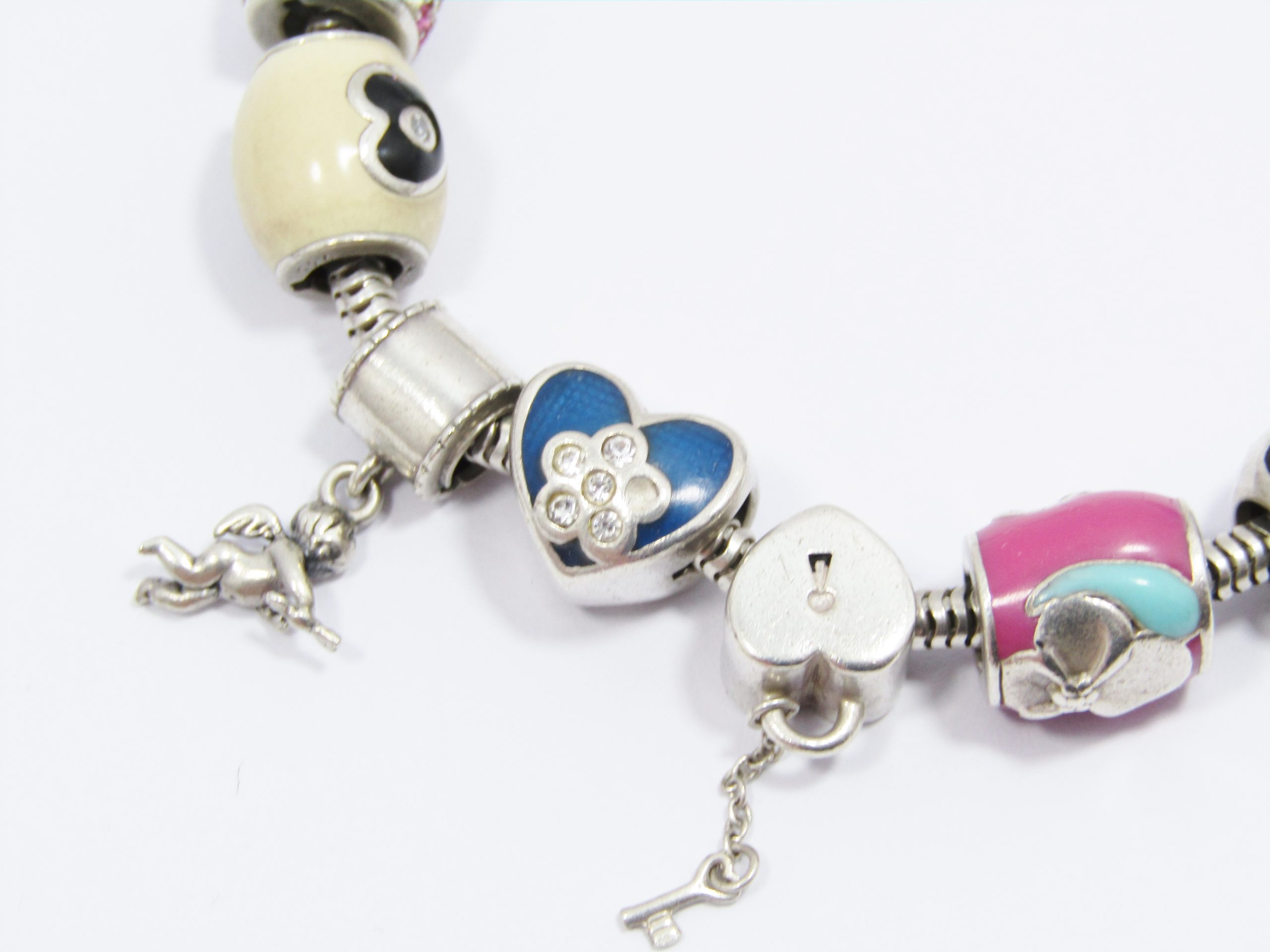 Beautiful! Sterling Silver "Donna Mia" Charm Bracelet