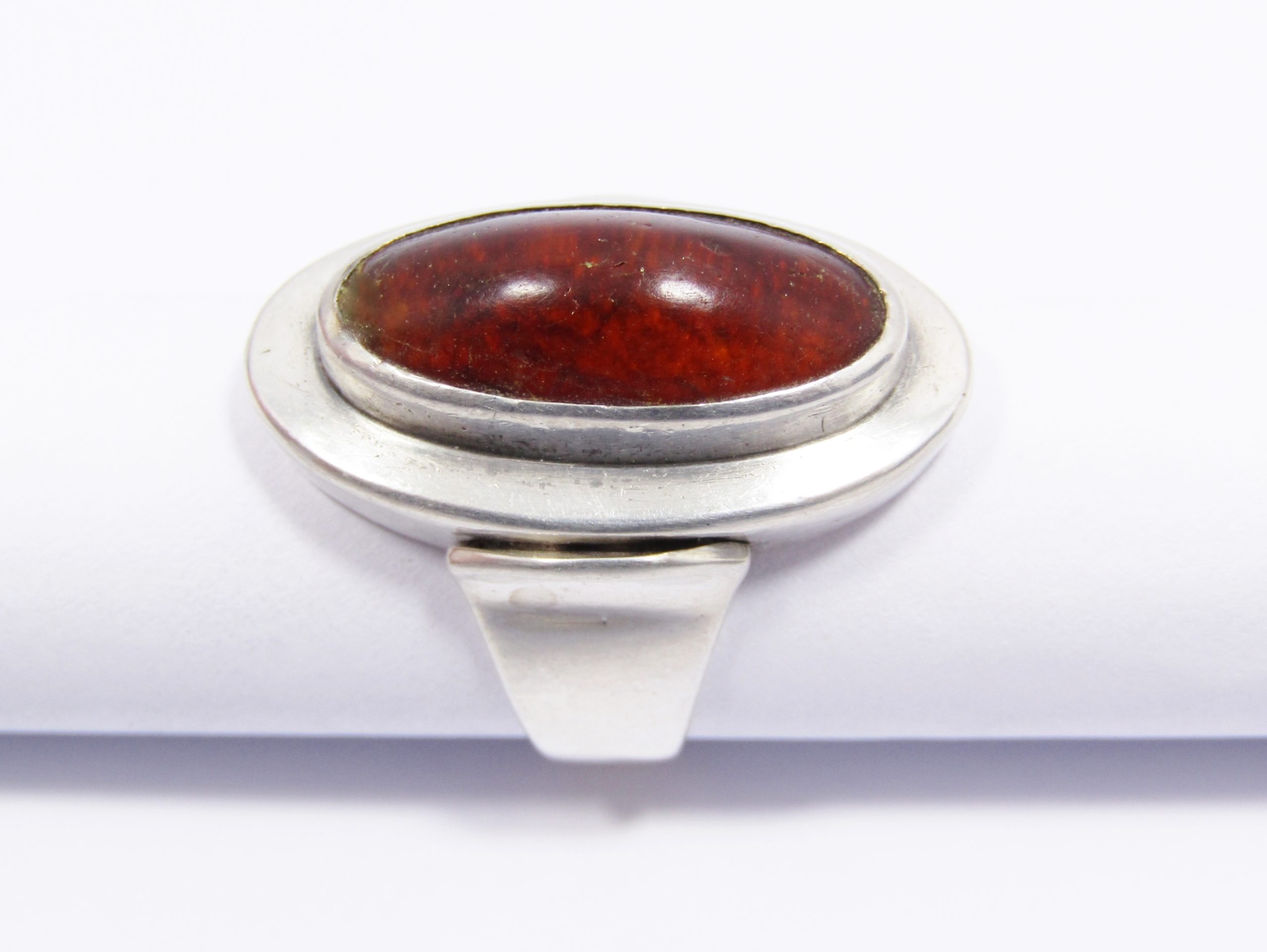 Rare! Danish Designer Niels Erik From Silver & Amber Ring