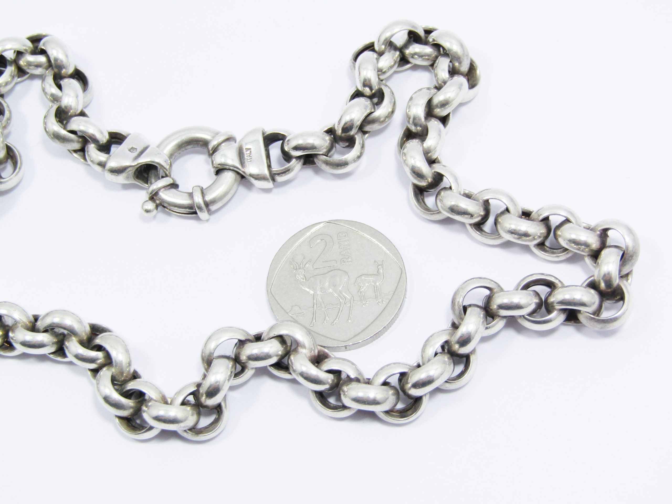 A Gorgeous Chunky Round Link Necklace With a Signoretti Clasp in Sterling Silver