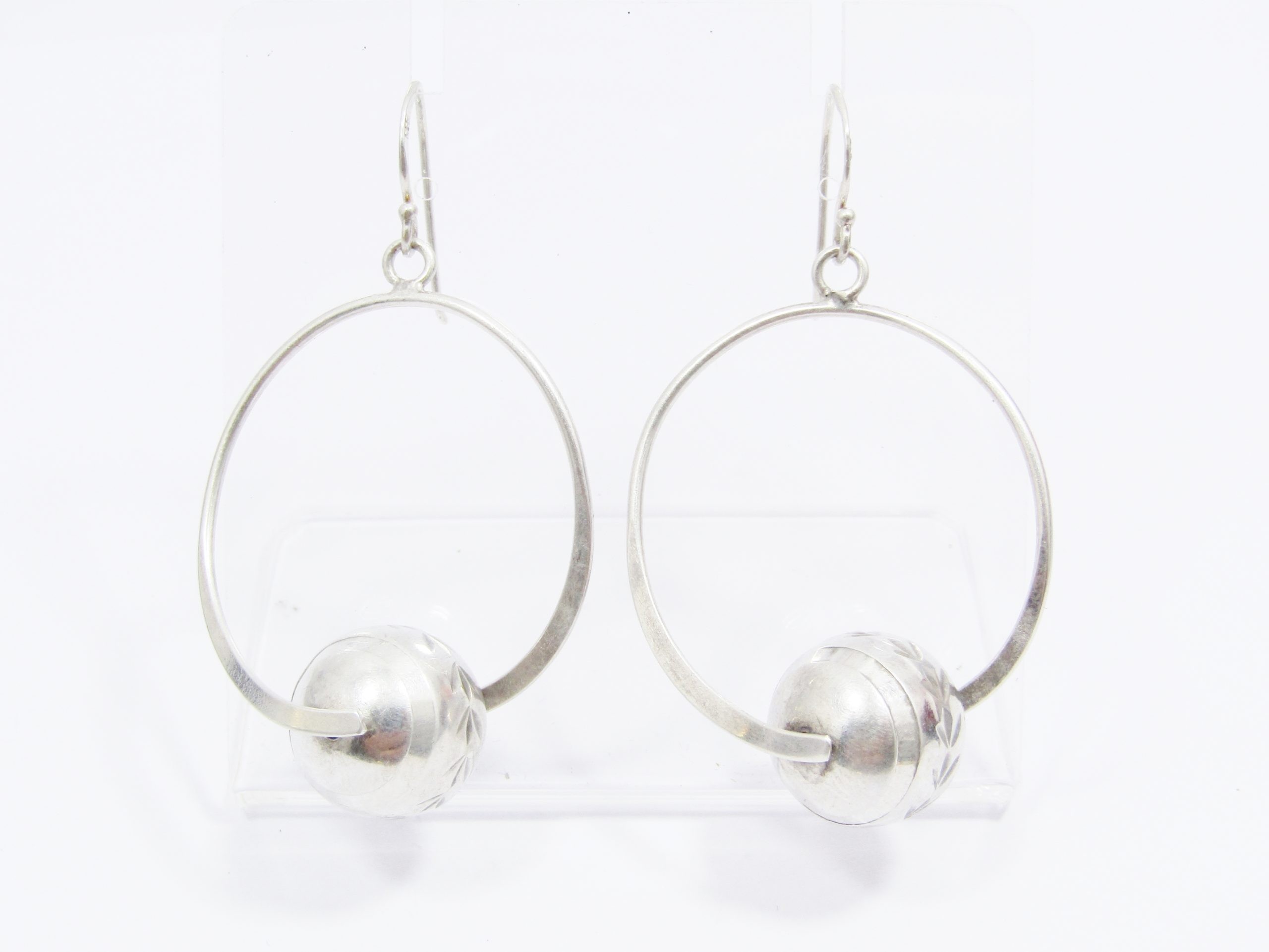 A Stunning Textured Ball Hoop Earrings in Sterling Silver