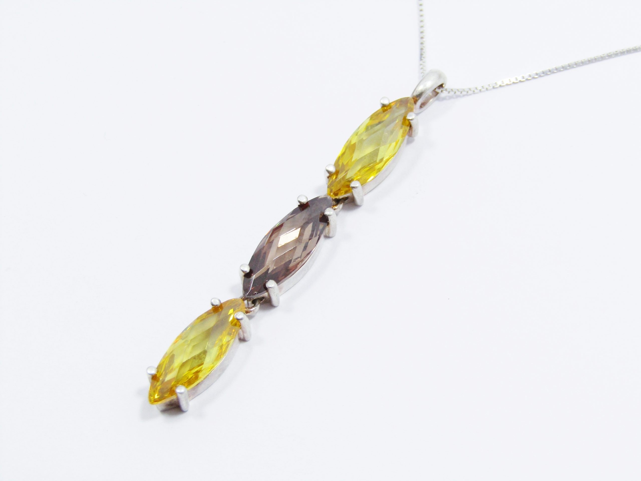 A Very Pretty Multi Color Zirconia Pendant on Chain in Sterling Silver