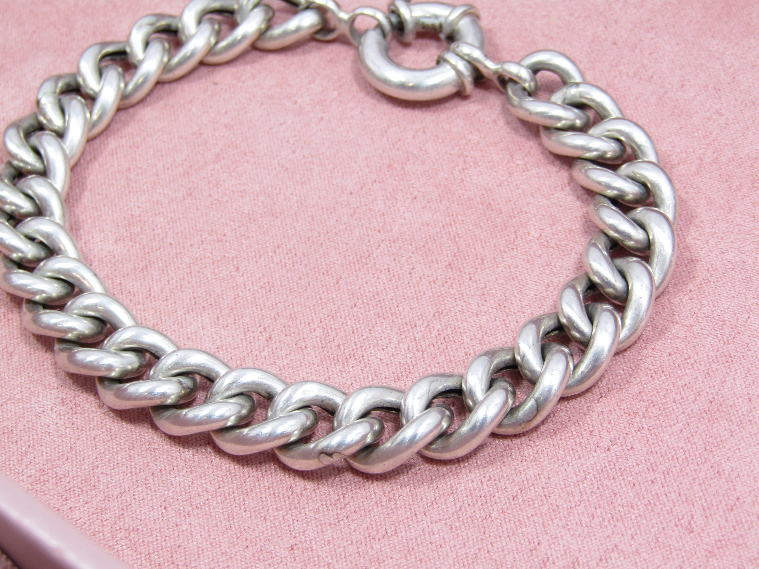 A Stunning Hollow Design Chunky Bracelet in Sterling Silver.