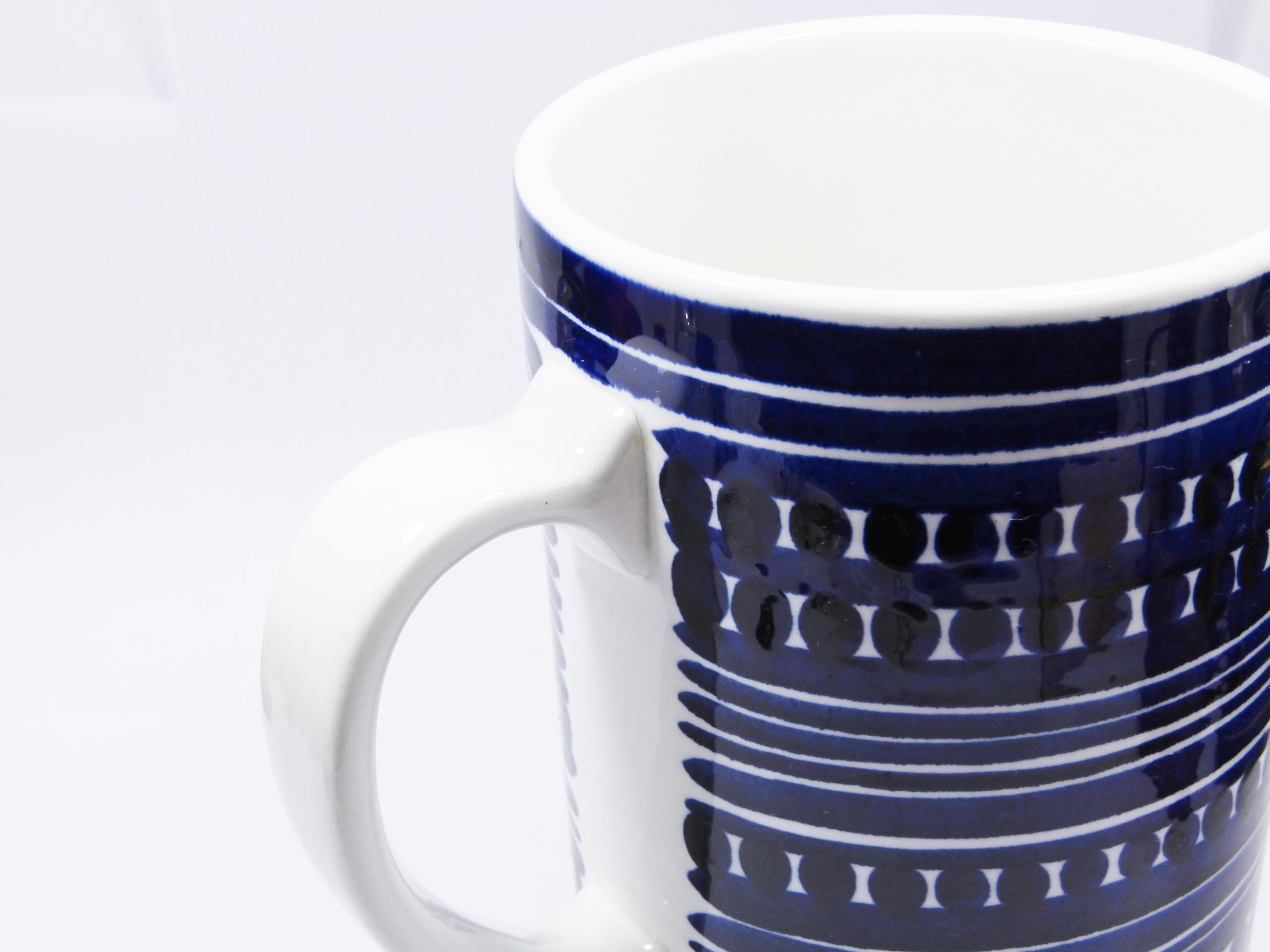 HUGE Vintage Arabia of Finland Blue & White Tankard