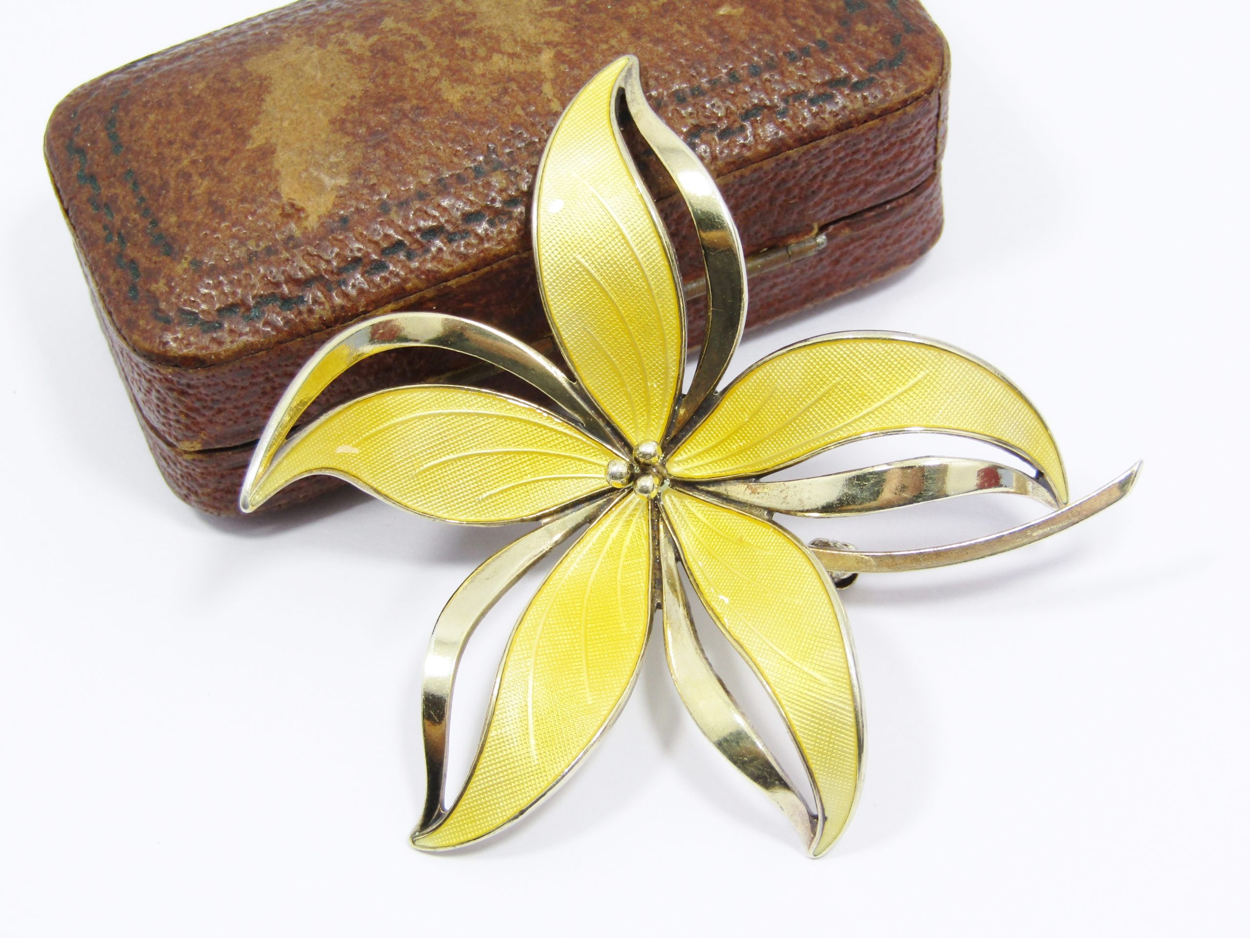 Beautiful, Vintage Norwegian Hroar Prydz Silver & Enamel Brooch