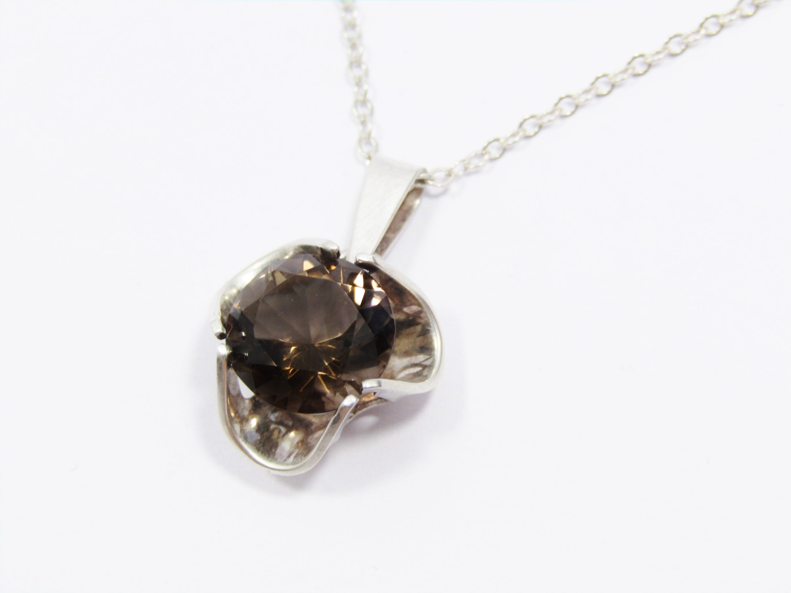 Finland Modernist Kultaseppa Salovaara Silver & Smoky Quartz Necklace