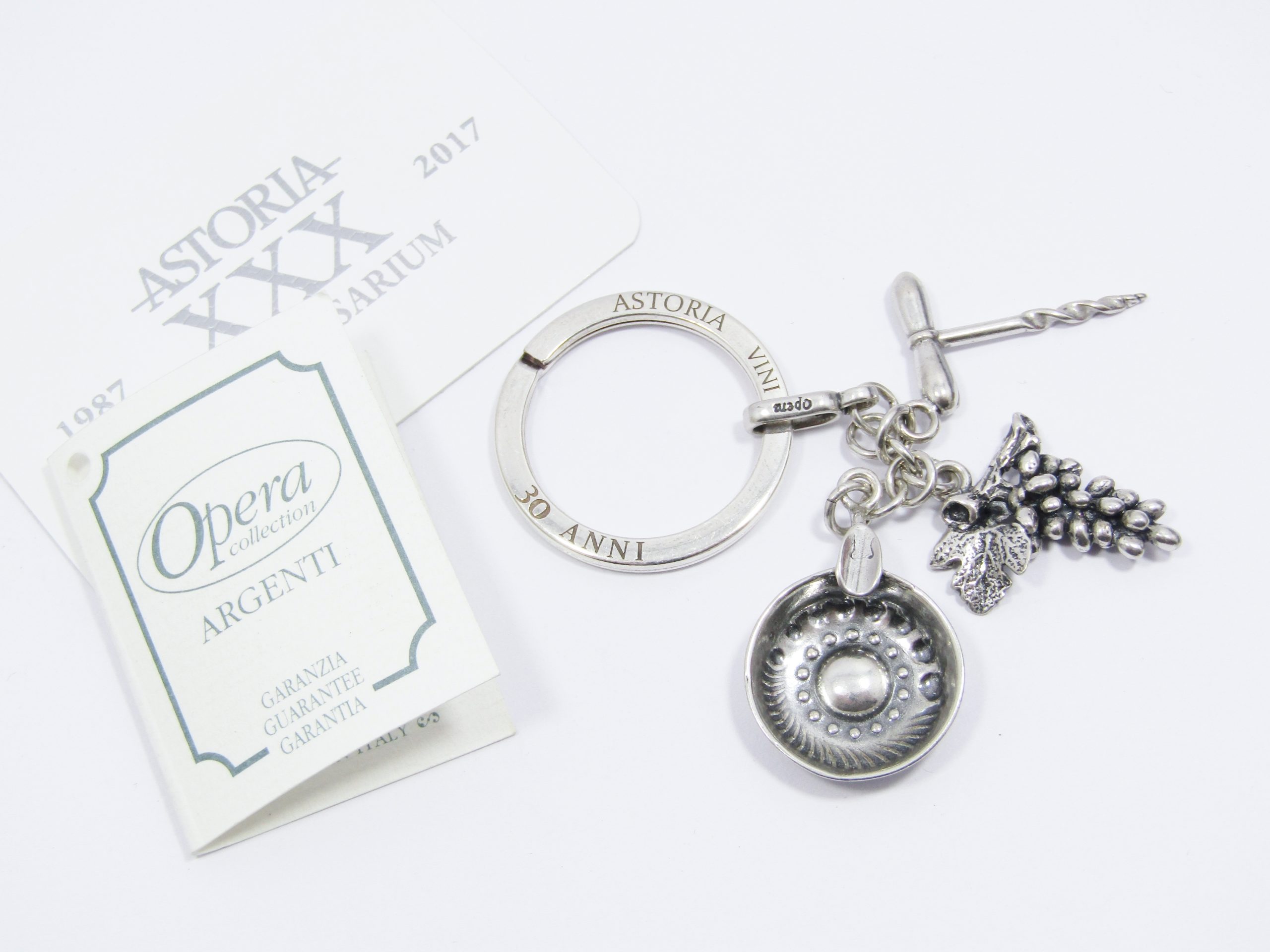 Italian Sterling Silver Keychain with Wine Theme