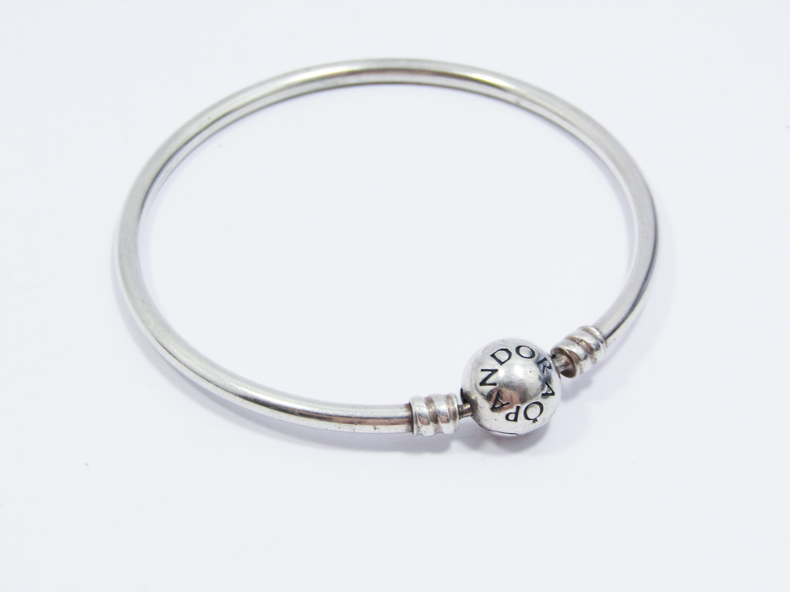 A Lovely Pandora Solid Bangle in Sterling Silver