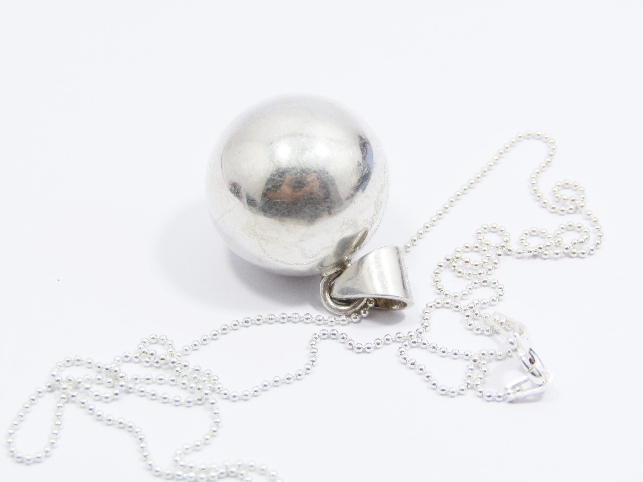 A Stunning Ball Pendant on Chain in Sterling Silve