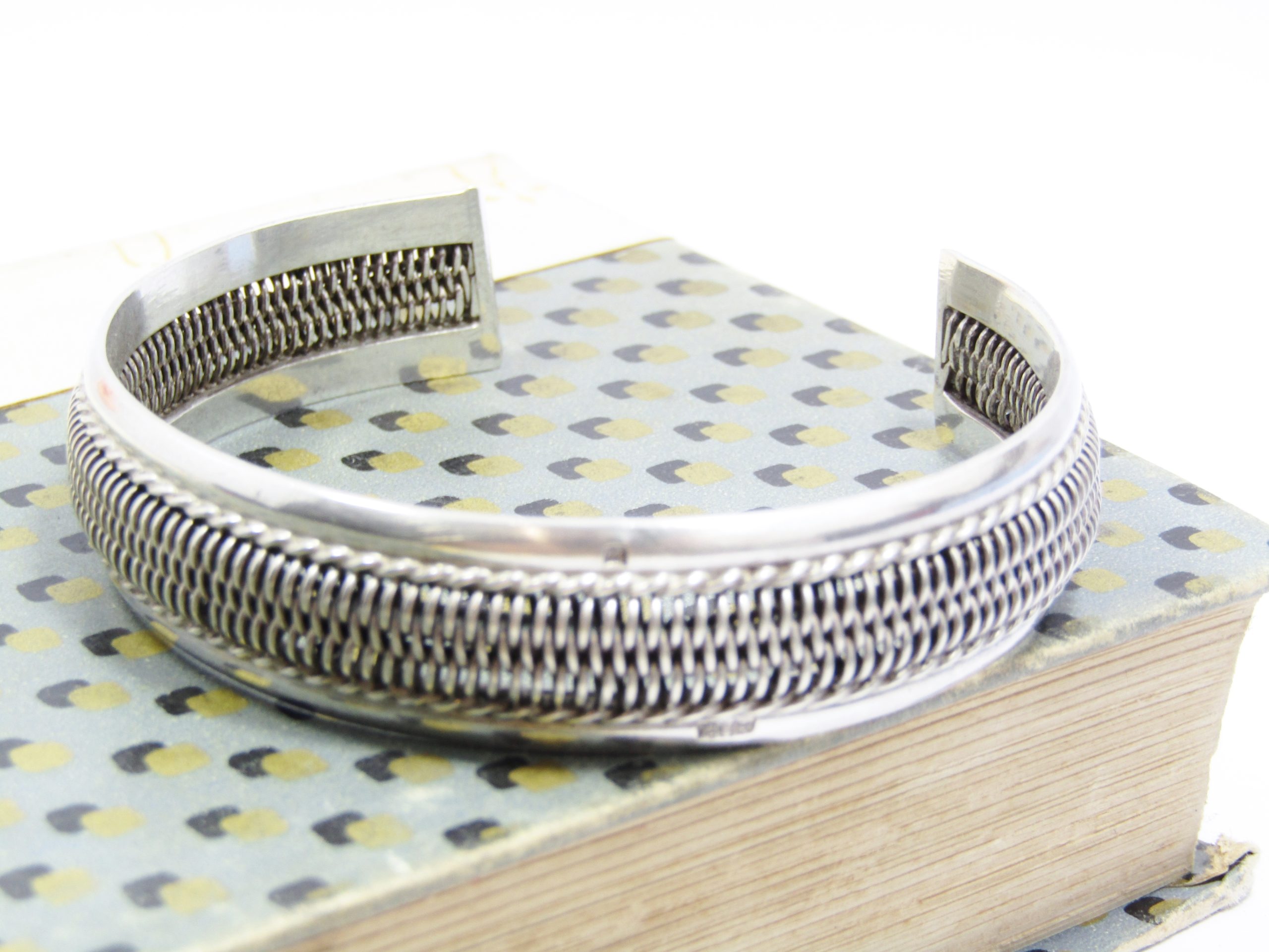 A Gorgeous Textured Cuff with Egyptian hallmarks   Bangle in 800 Silver