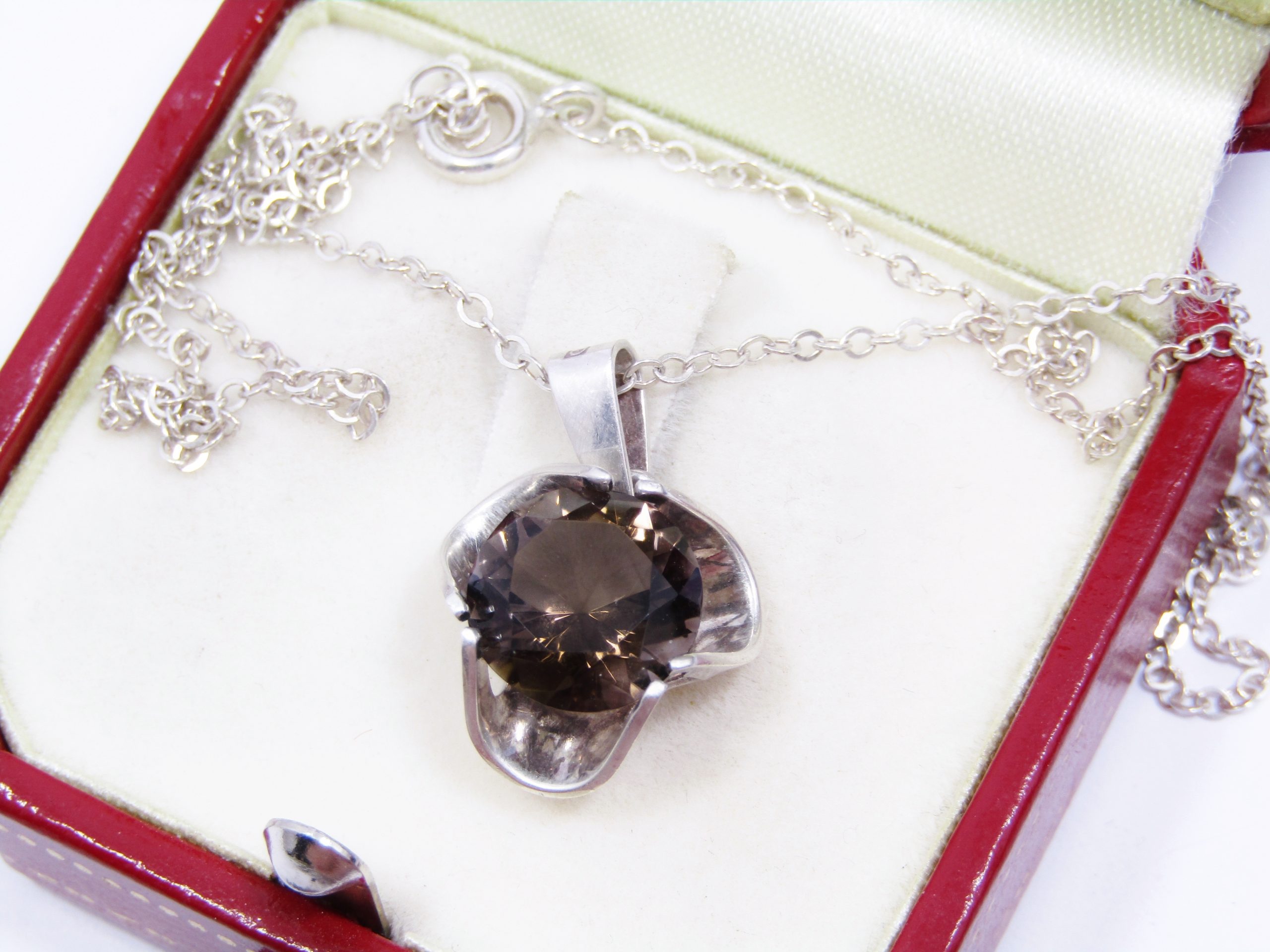 Finland Modernist Kultaseppa Salovaara Silver & Smoky Quartz Necklace