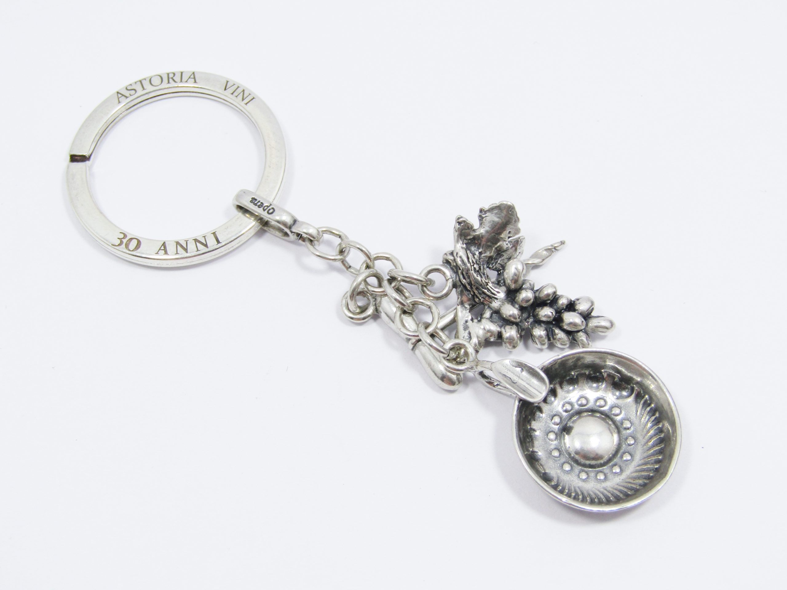 Italian Sterling Silver Keychain with Wine Theme
