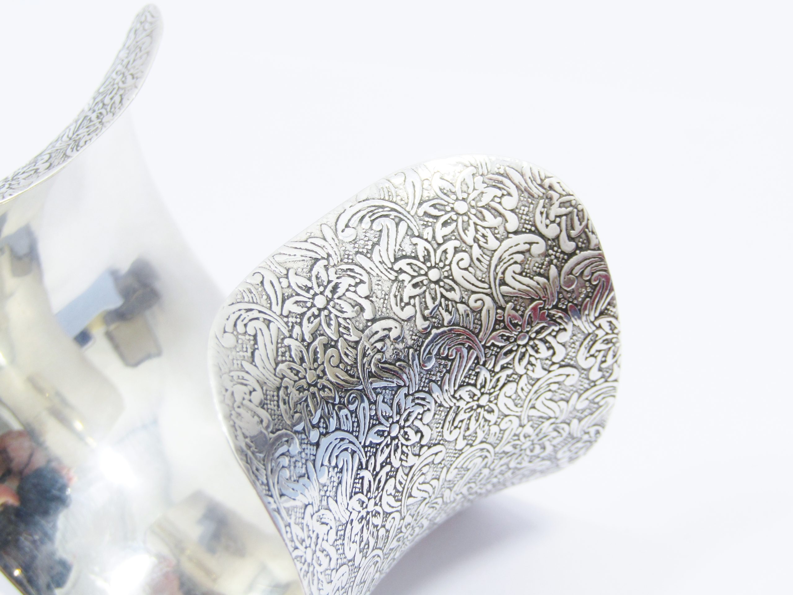 A Stunning Huge Engraved Cuff Bangle in Sterling Silver.