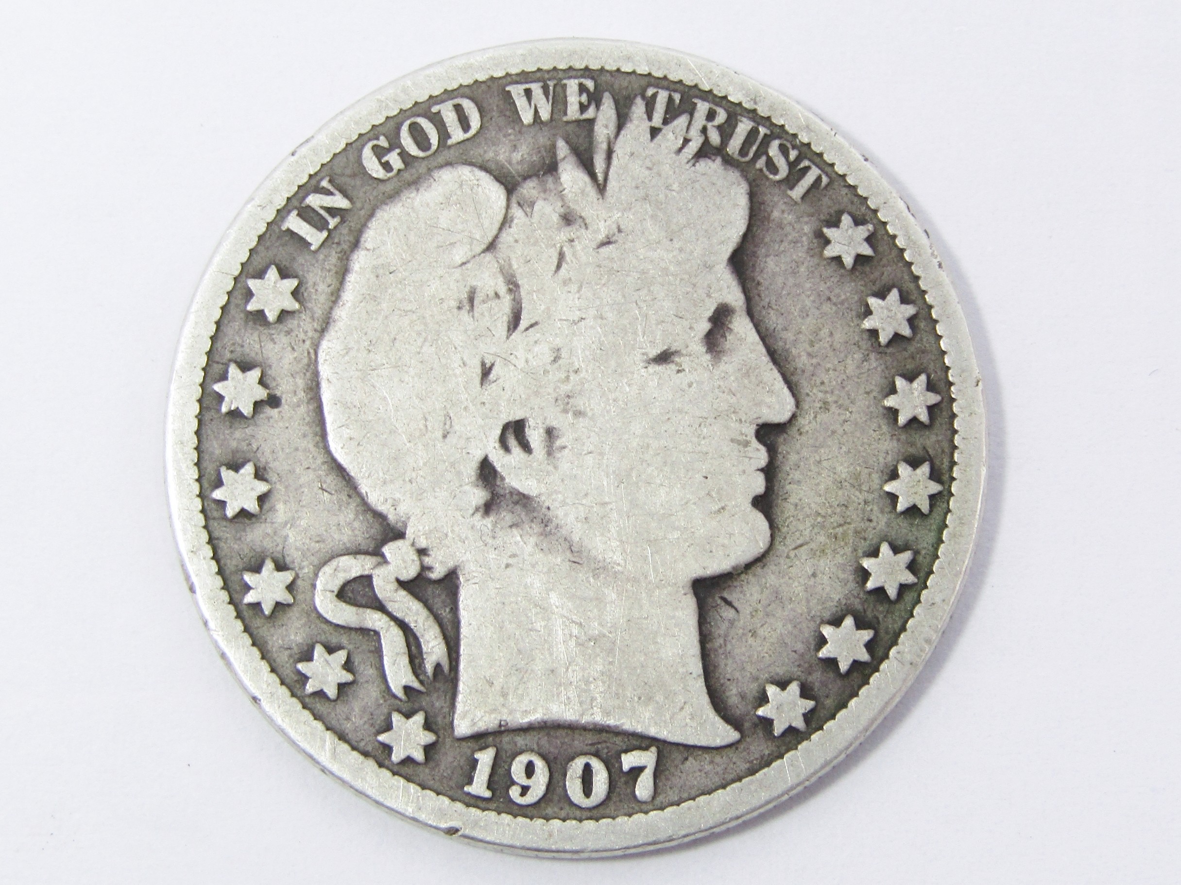 Antique (c1907) American Liberty Silver Half Dollar Coin