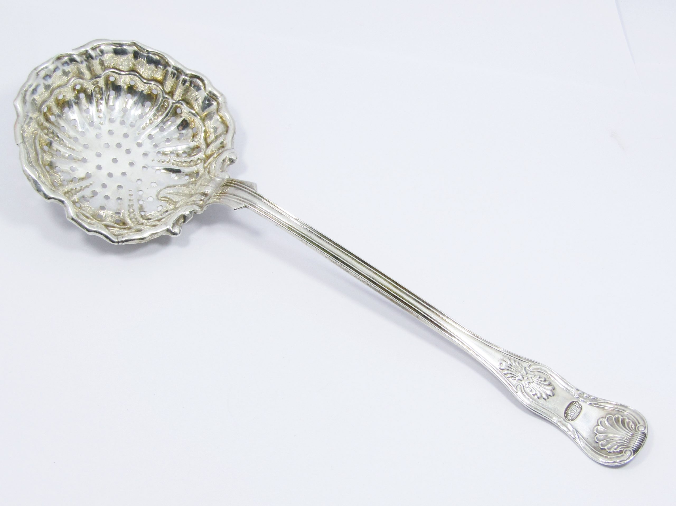 Antique (c1859) Swedish Silver Large Sifting Ladle