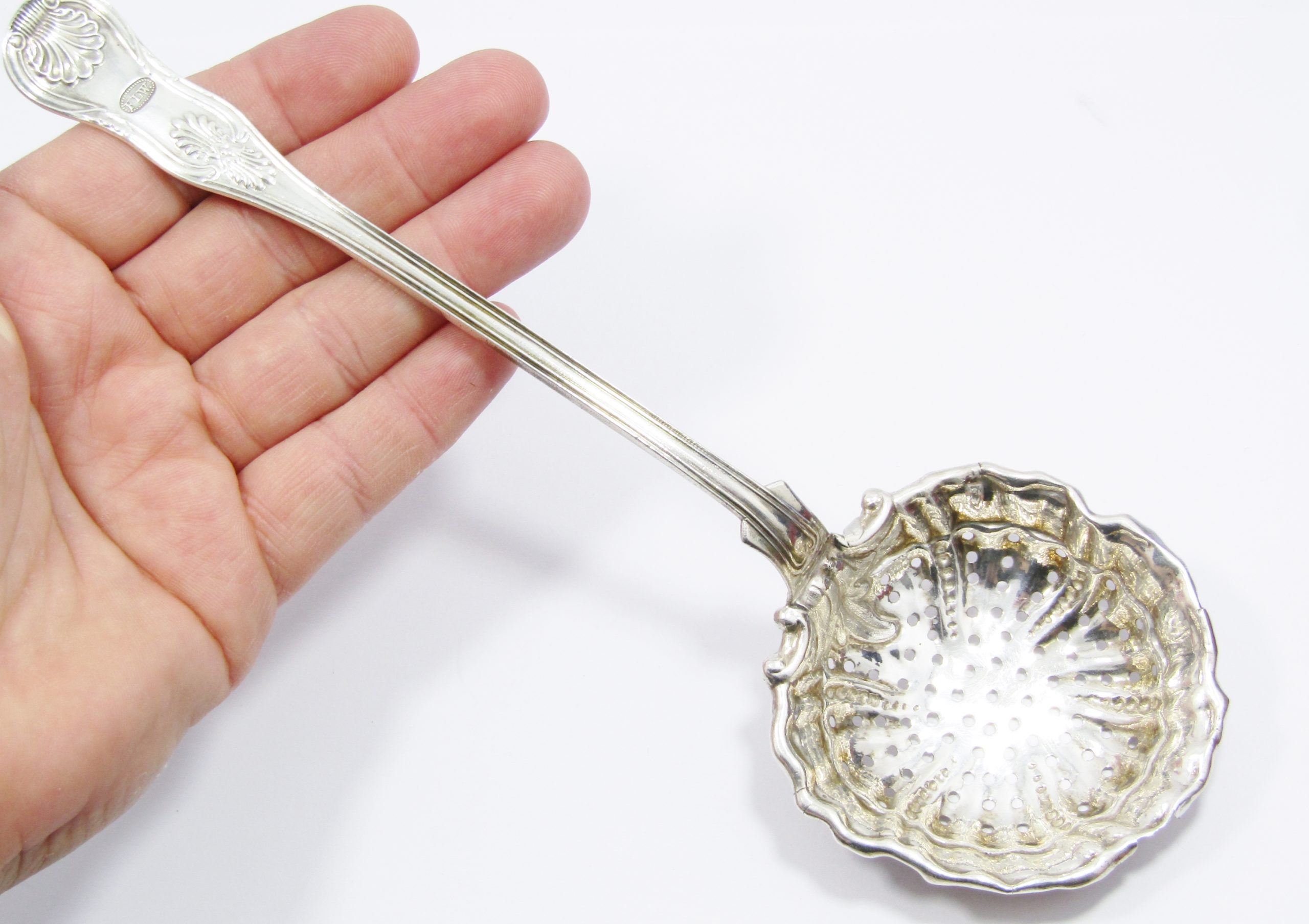 Antique (c1859) Swedish Silver Large Sifting Ladle