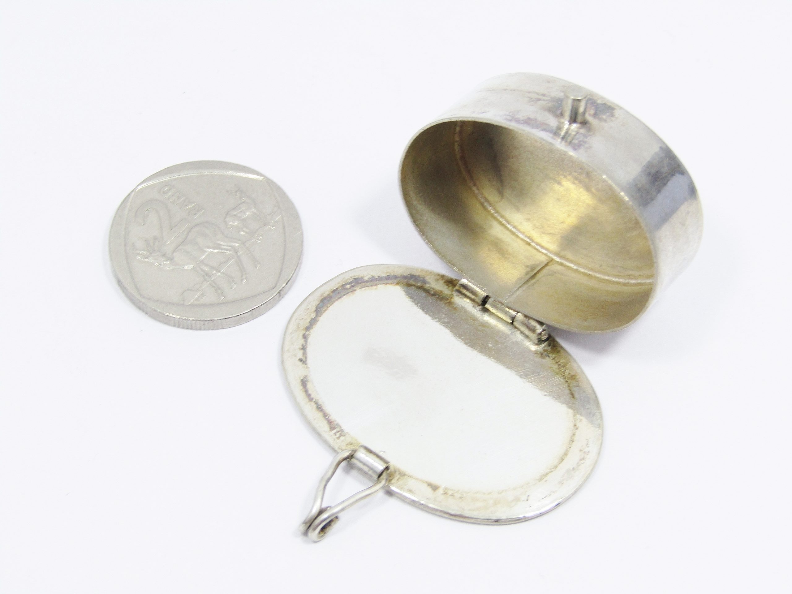 A Beautiful Silver Tone Enamel Pill Box