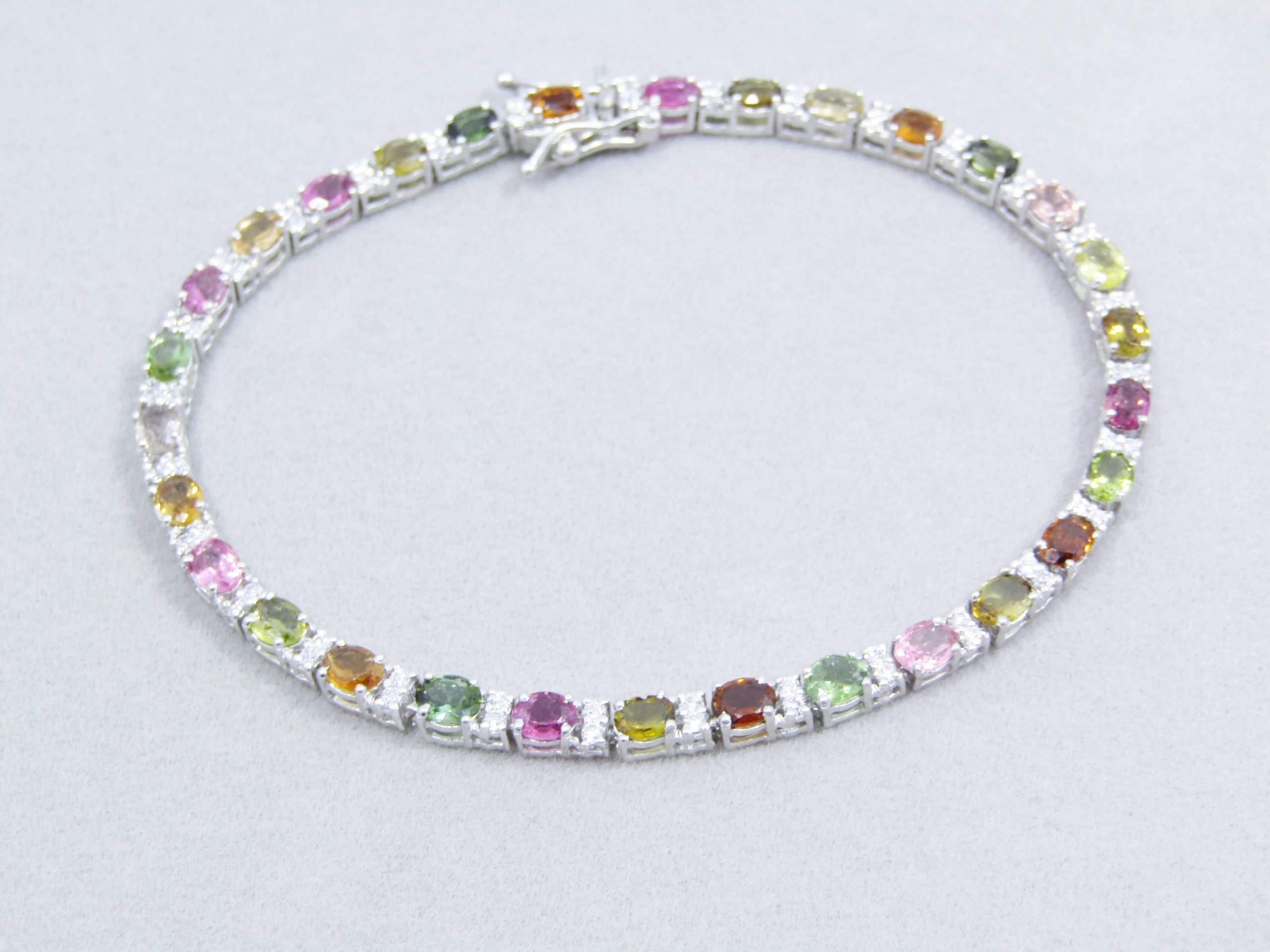 Beautiful! Sterling Silver & Multi-Colour Tourmaline Bracelet