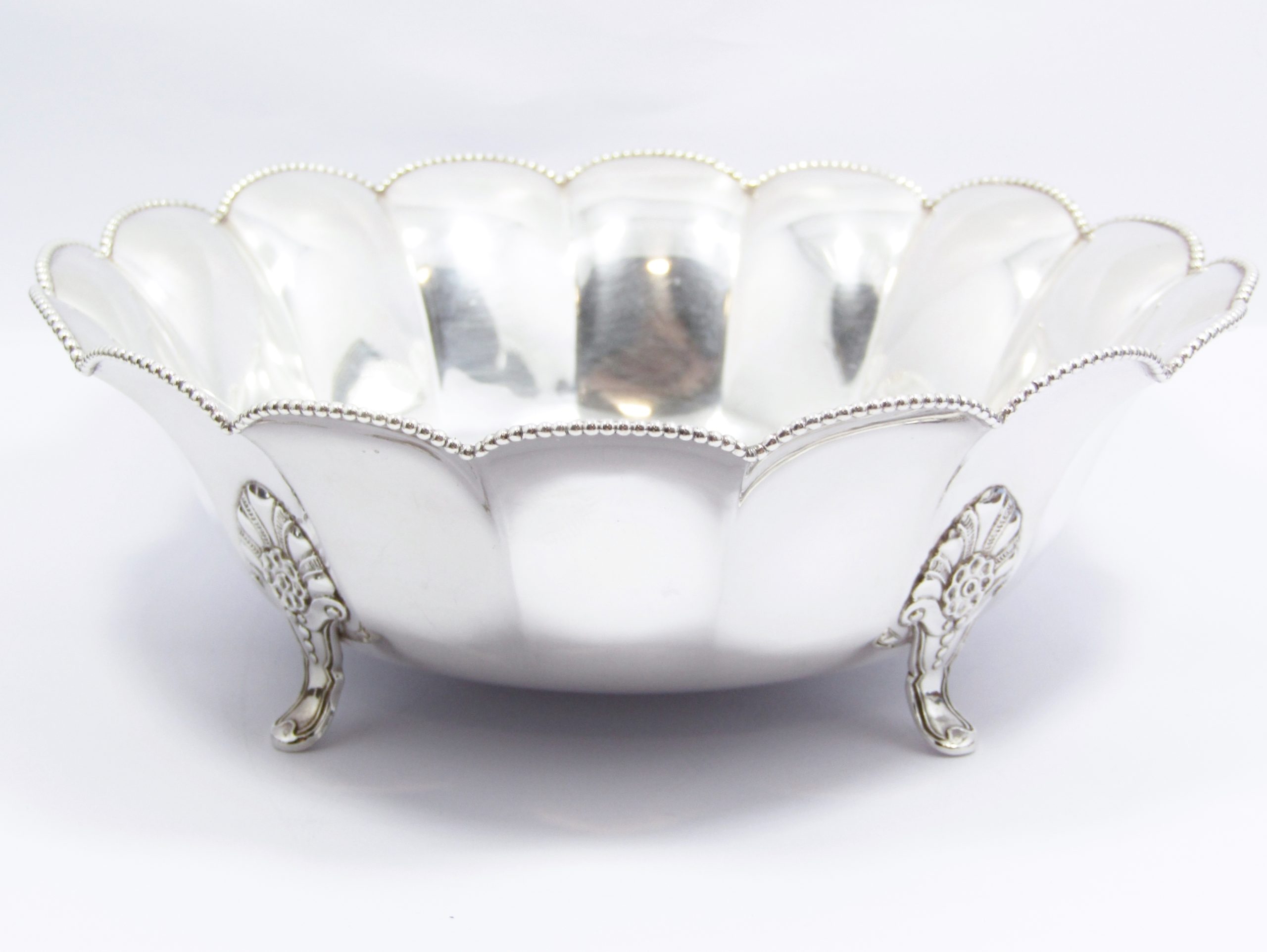 Stunning! Scandinavian Solid Silver Scalloped Footed Bowl