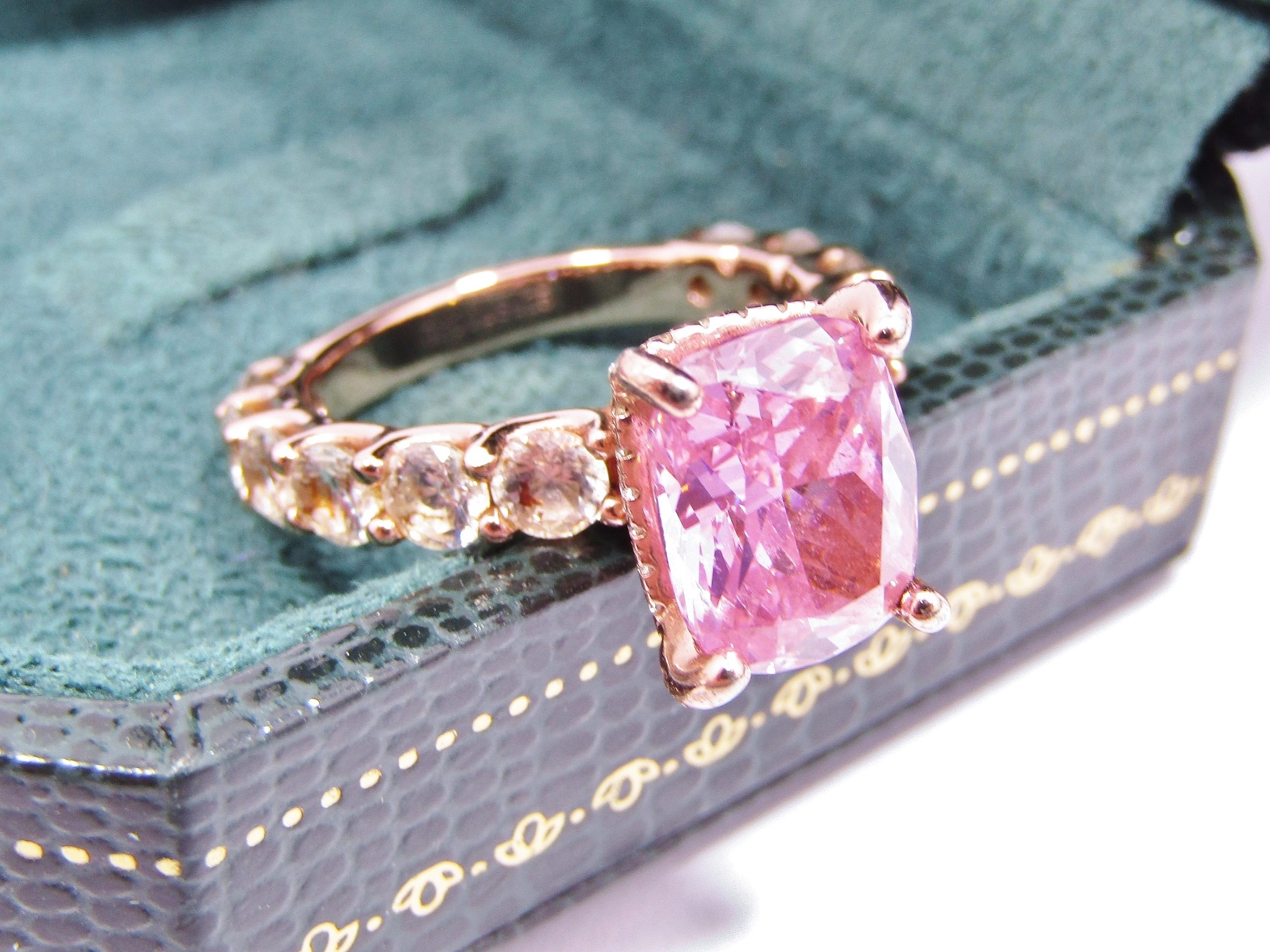 Stunning Silver Rose Gold Plated & Pink Zirconia GNOCE Ring